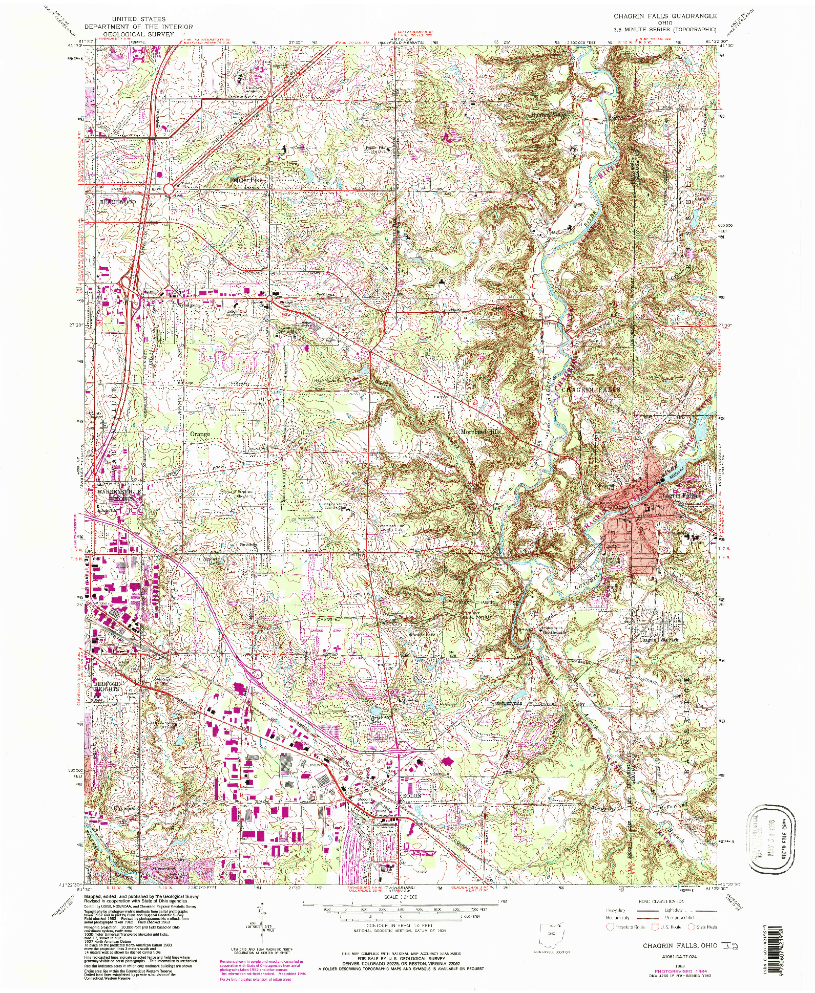 USGS 1:24000-SCALE QUADRANGLE FOR CHAGRIN FALLS, OH 1963