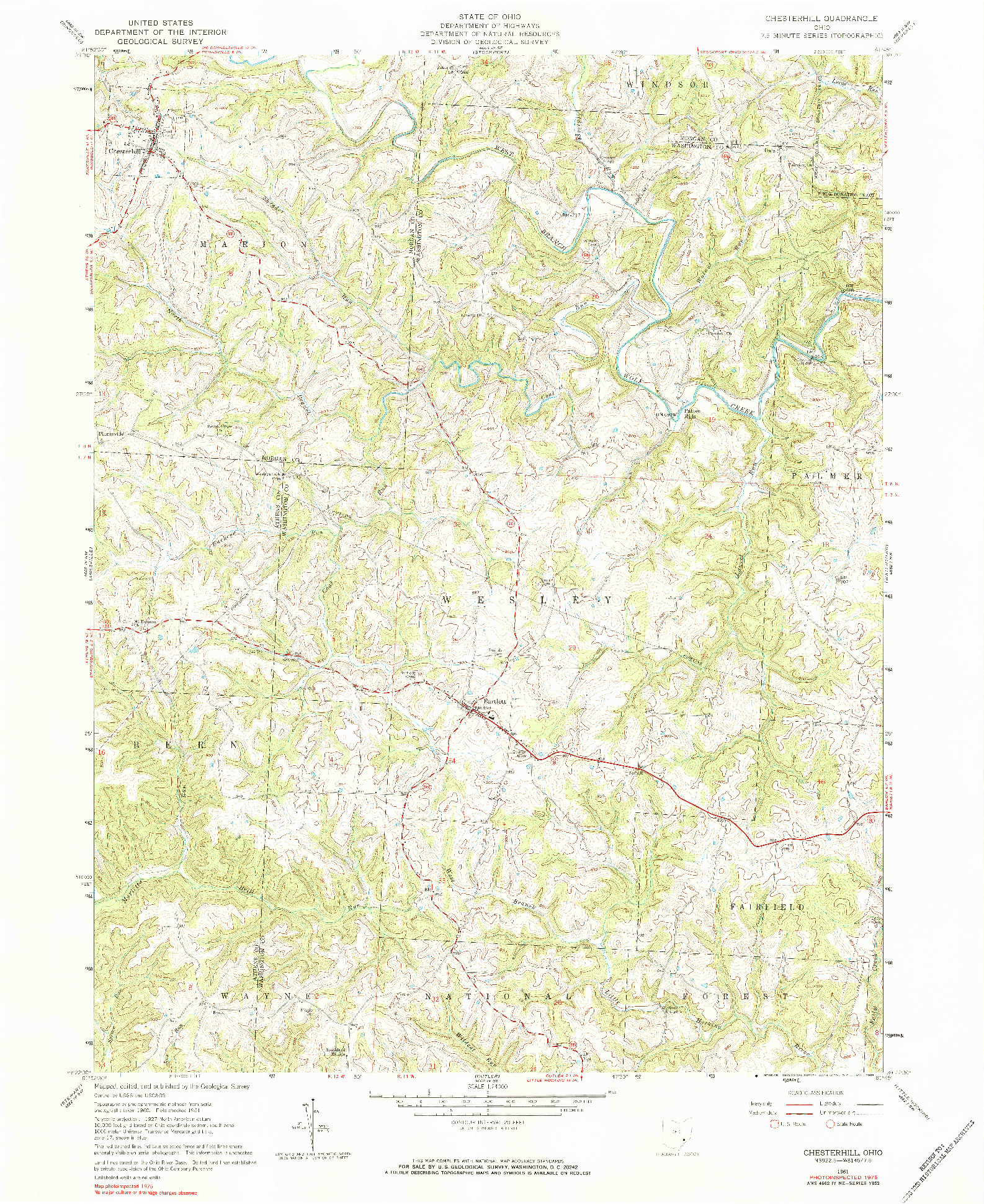 USGS 1:24000-SCALE QUADRANGLE FOR CHESTERHILL, OH 1961