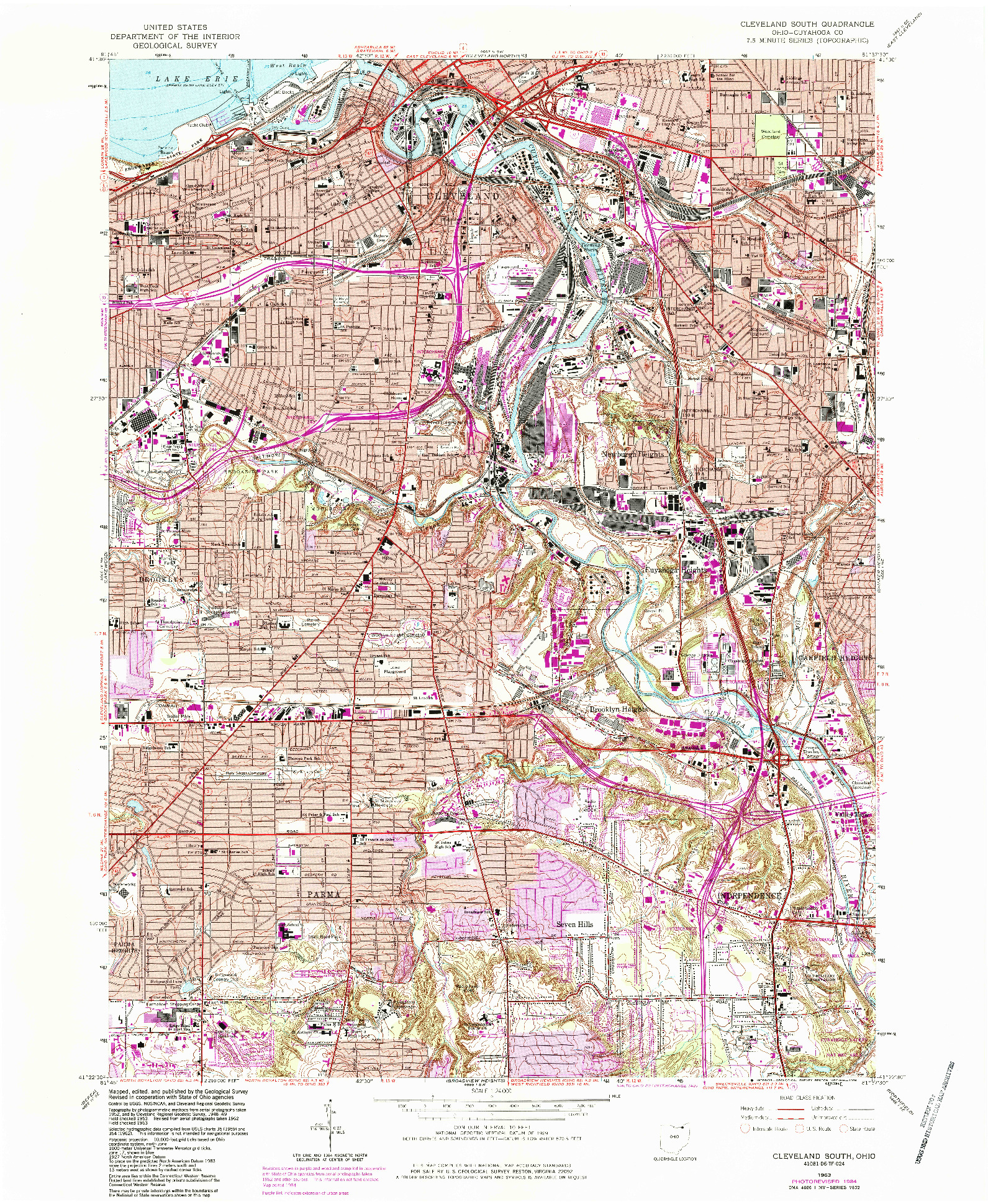 USGS 1:24000-SCALE QUADRANGLE FOR CLEVELAND SOUTH, OH 1963