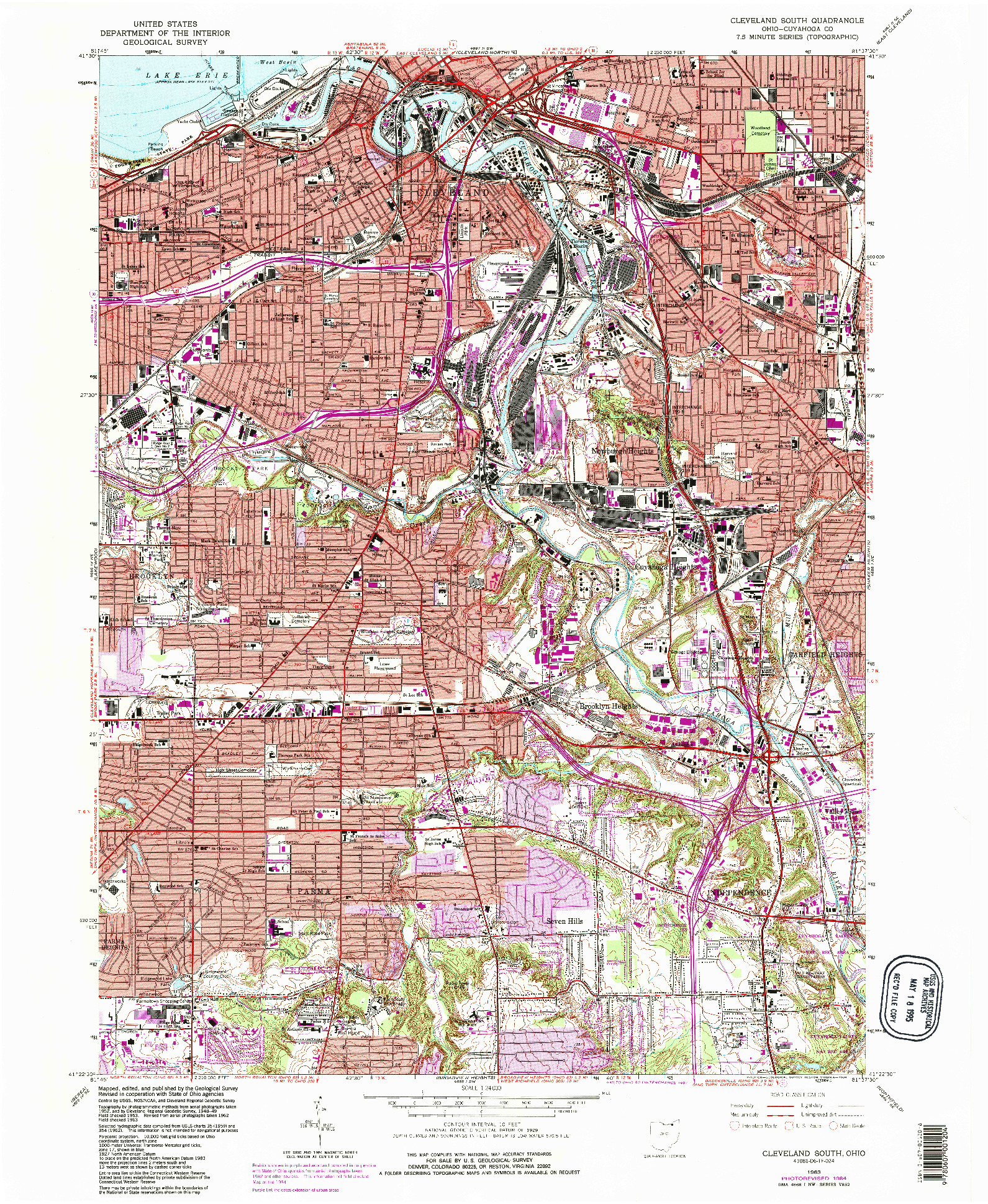 USGS 1:24000-SCALE QUADRANGLE FOR CLEVELAND SOUTH, OH 1963