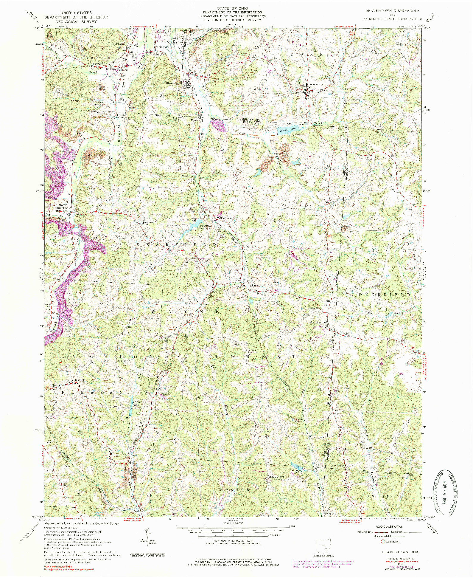 USGS 1:24000-SCALE QUADRANGLE FOR DEAVERTOWN, OH 1961