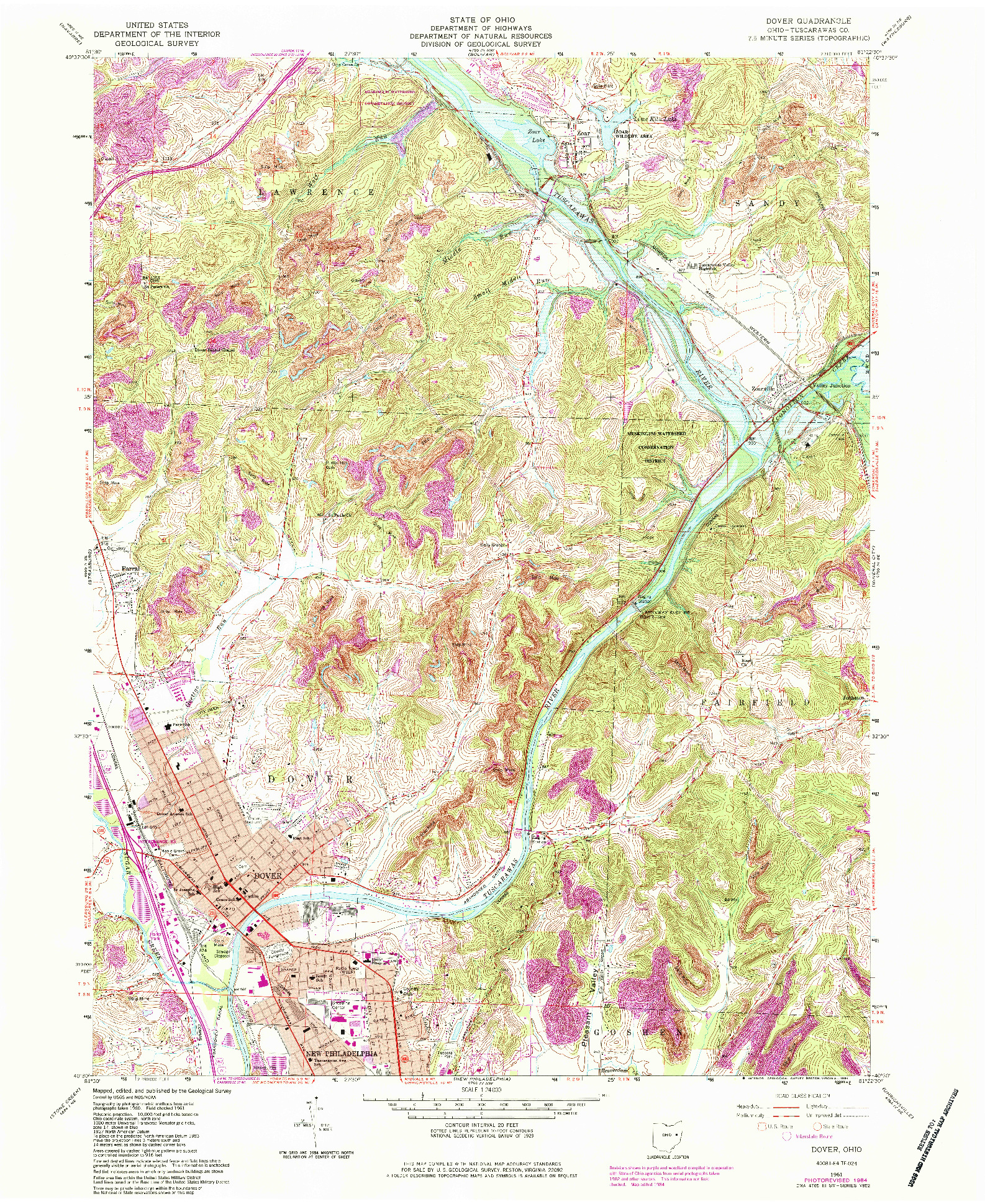 USGS 1:24000-SCALE QUADRANGLE FOR DOVER, OH 1961