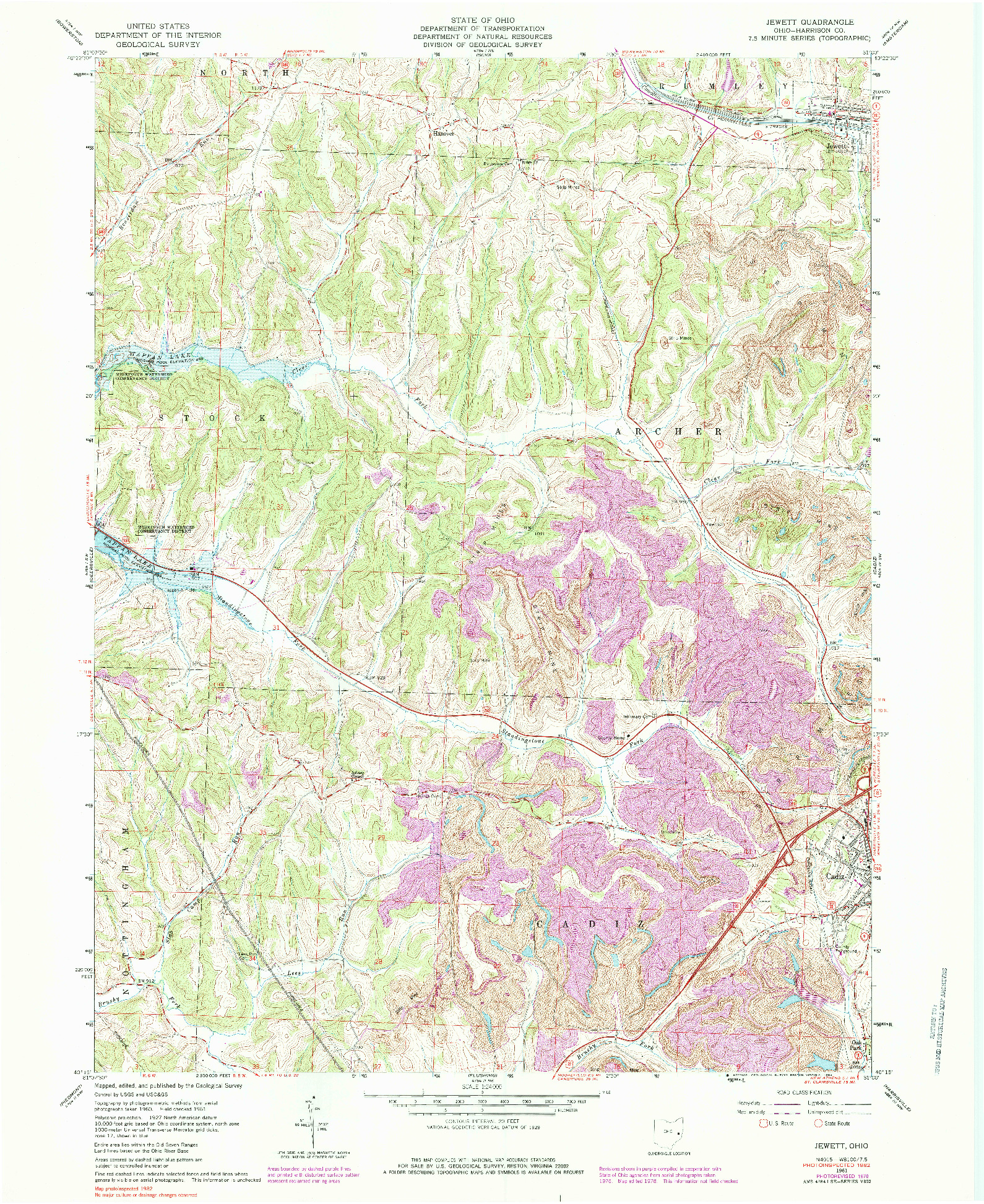 USGS 1:24000-SCALE QUADRANGLE FOR JEWETT, OH 1961