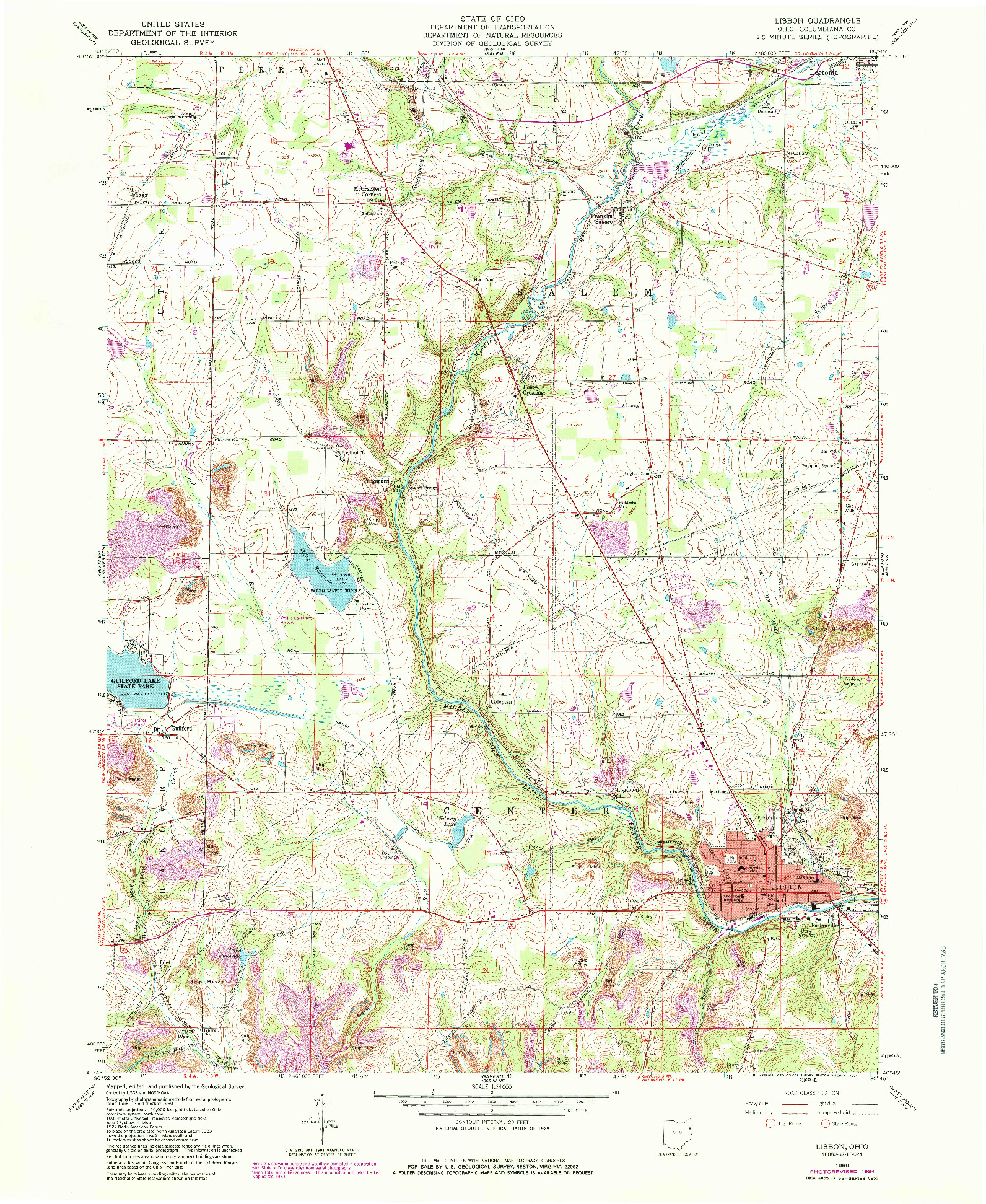 USGS 1:24000-SCALE QUADRANGLE FOR LISBON, OH 1960