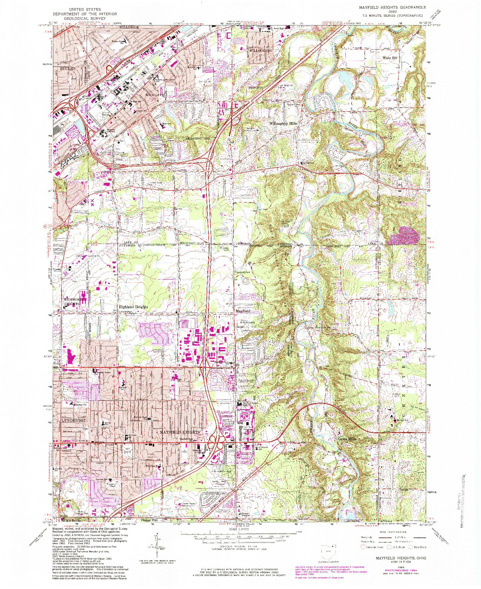 USGS 1:24000-SCALE QUADRANGLE FOR MAYFIELD HEIGHTS, OH 1963