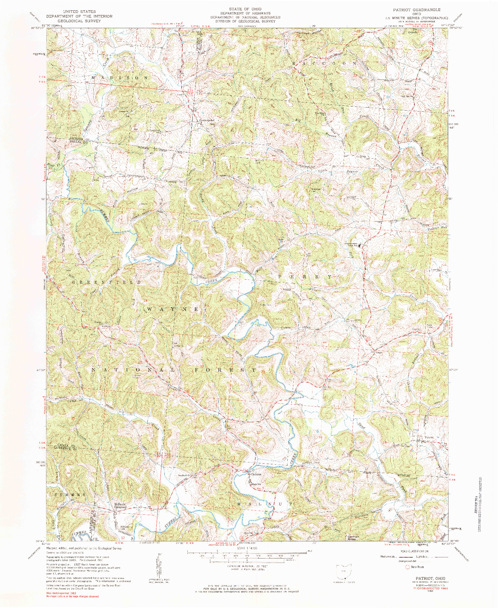 USGS 1:24000-SCALE QUADRANGLE FOR PATRIOT, OH 1961