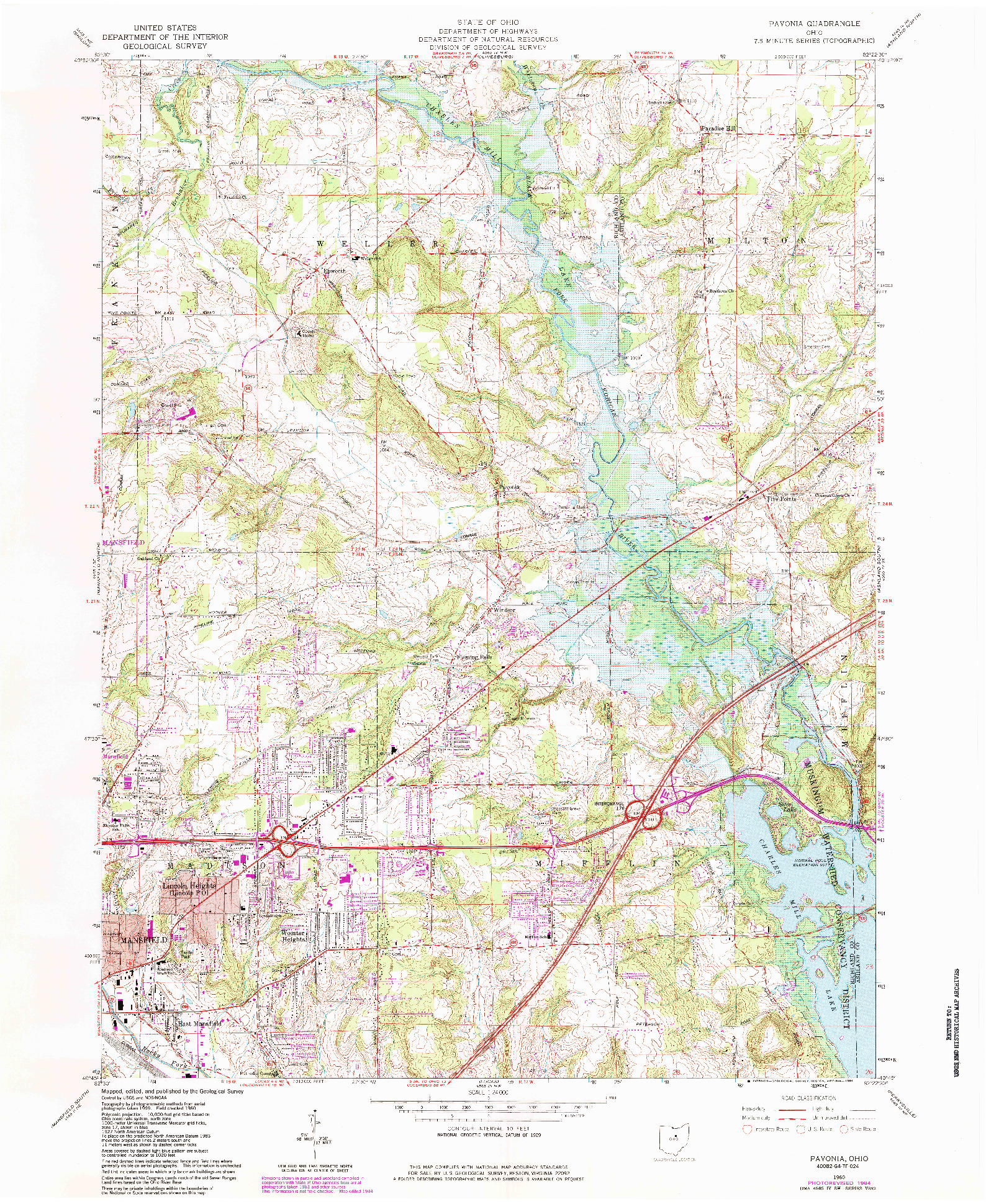 USGS 1:24000-SCALE QUADRANGLE FOR PAVONIA, OH 1960