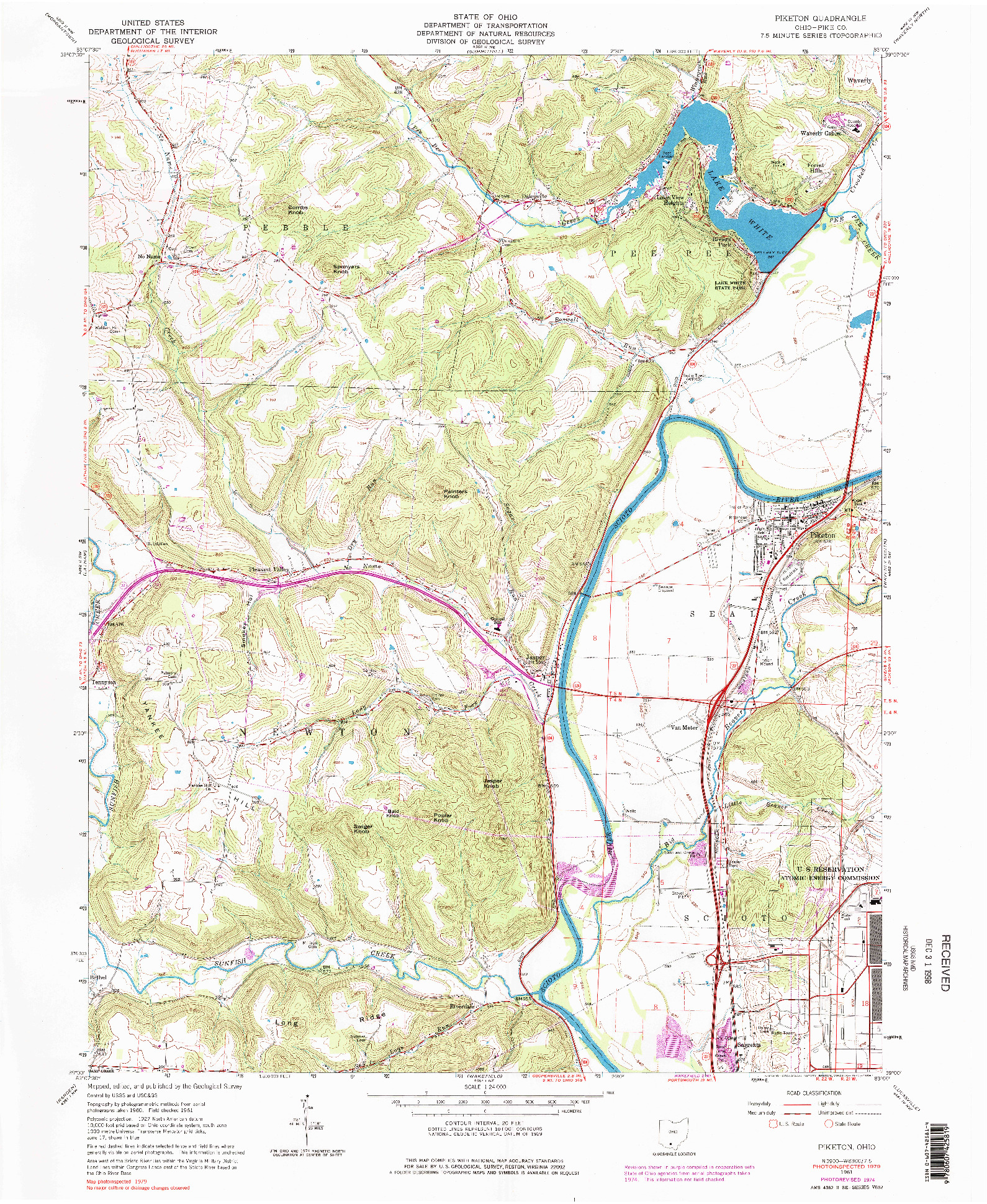 USGS 1:24000-SCALE QUADRANGLE FOR PIKETON, OH 1961