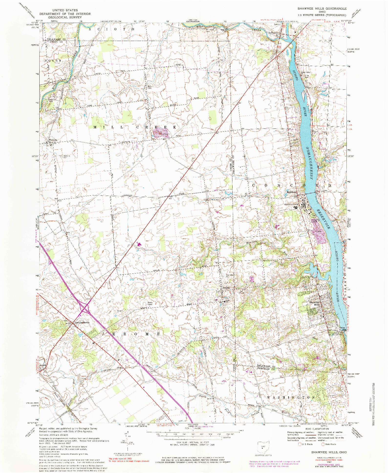 USGS 1:24000-SCALE QUADRANGLE FOR SHAWNEE HILLS, OH 1967