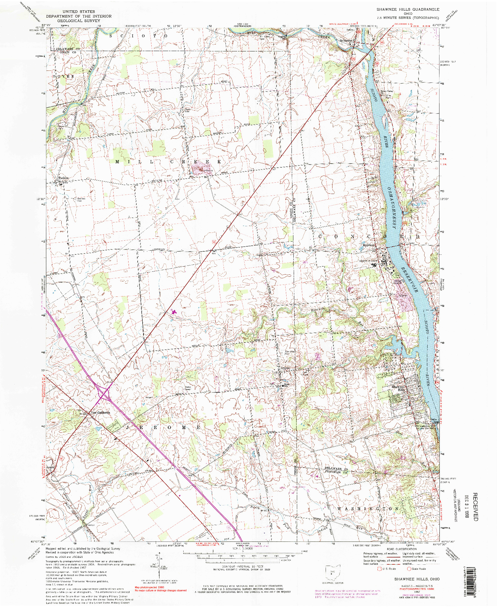 USGS 1:24000-SCALE QUADRANGLE FOR SHAWNEE HILLS, OH 1967