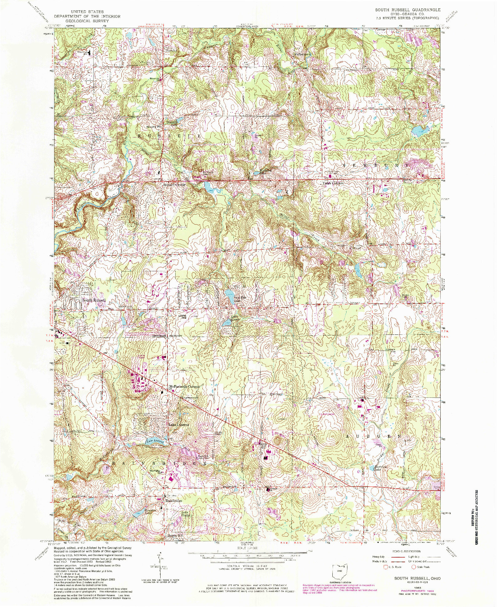 USGS 1:24000-SCALE QUADRANGLE FOR SOUTH RUSSELL, OH 1963