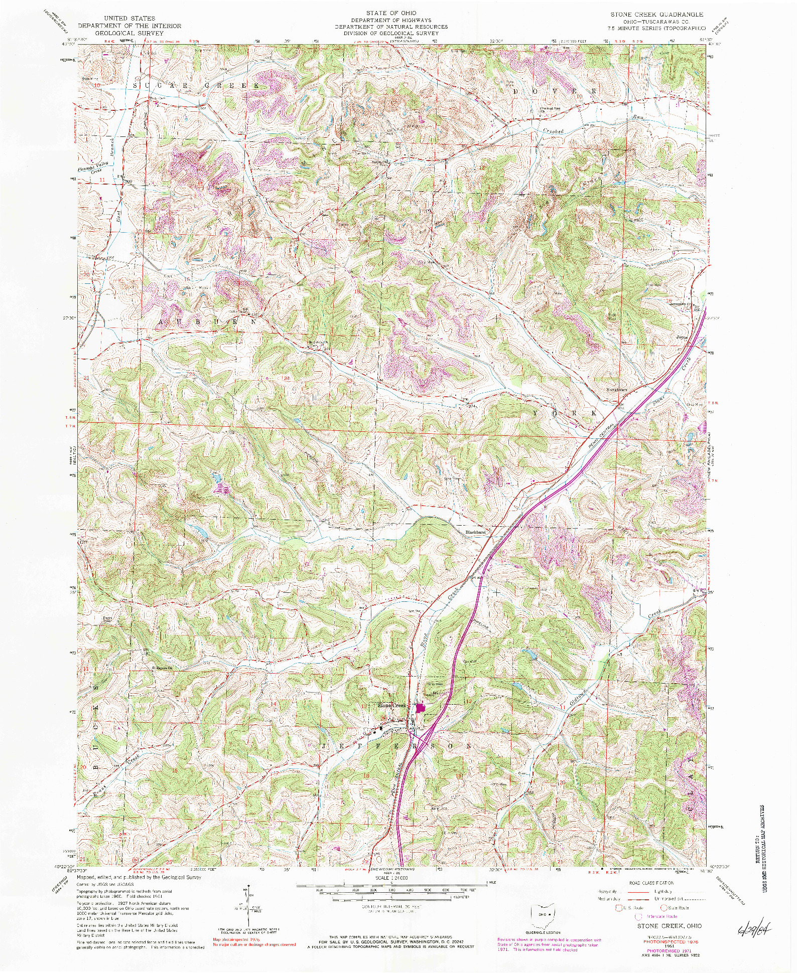 USGS 1:24000-SCALE QUADRANGLE FOR STONE CREEK, OH 1961