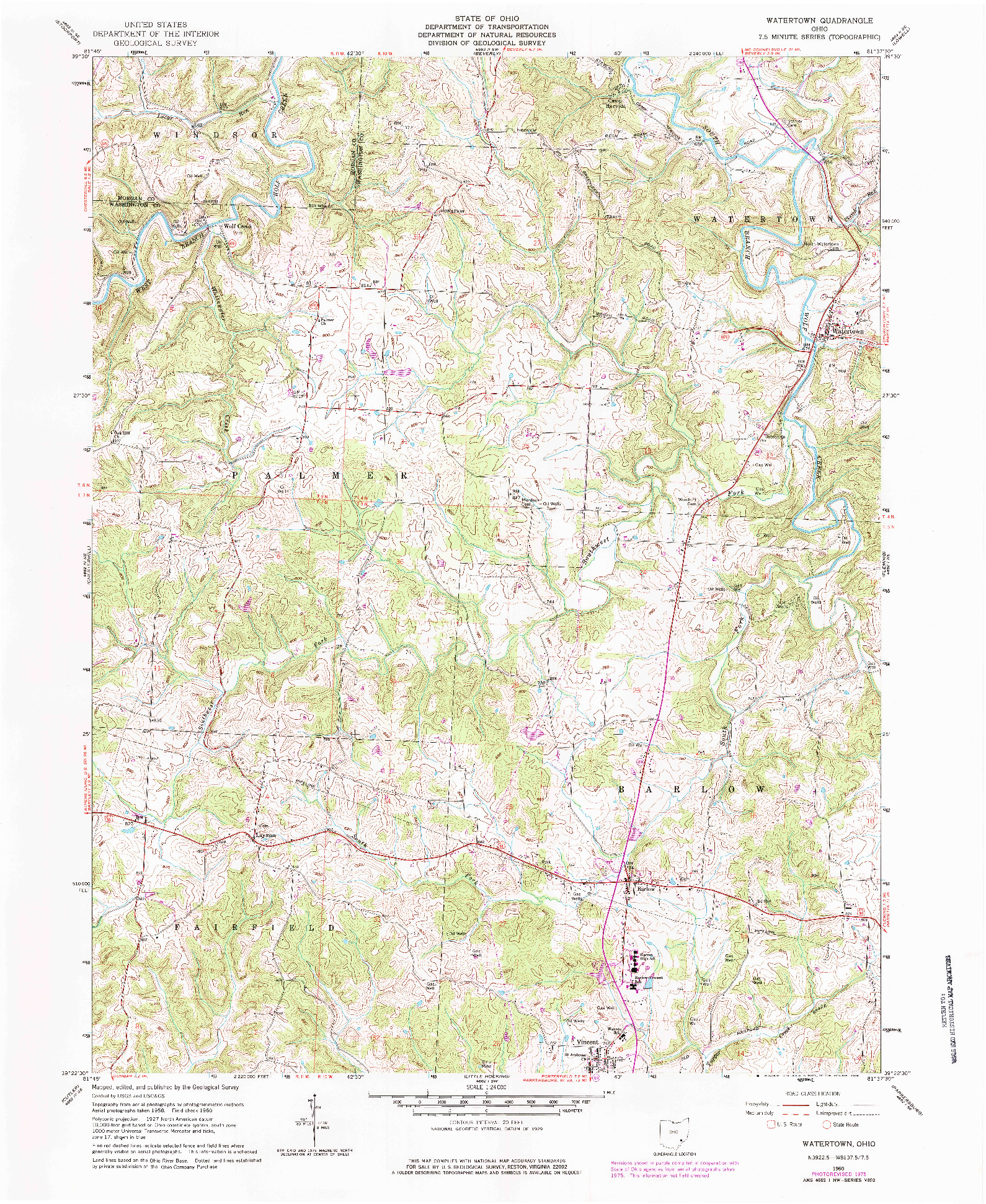 USGS 1:24000-SCALE QUADRANGLE FOR WATERTOWN, OH 1960