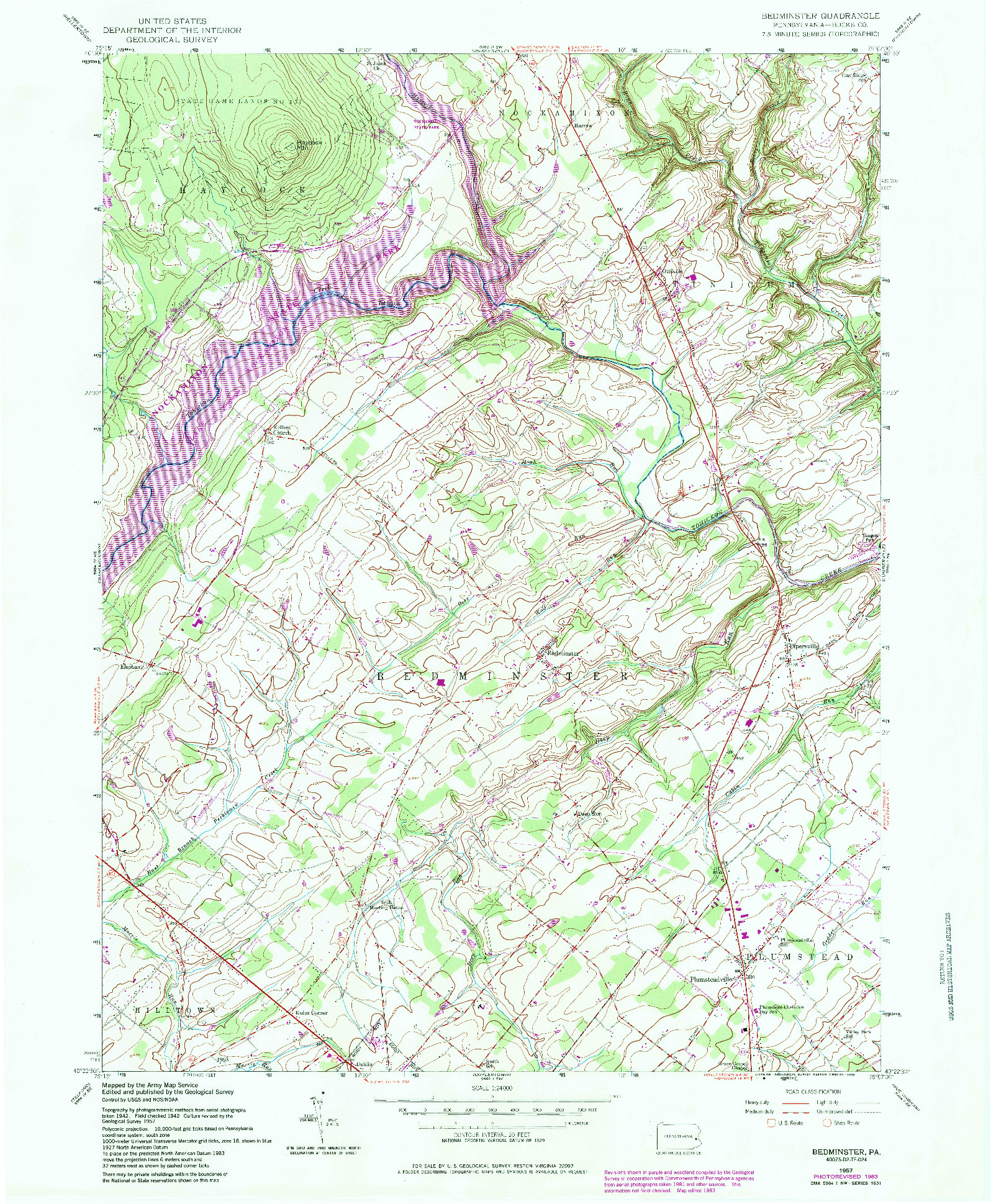 USGS 1:24000-SCALE QUADRANGLE FOR BEDMINSTER, PA 1957