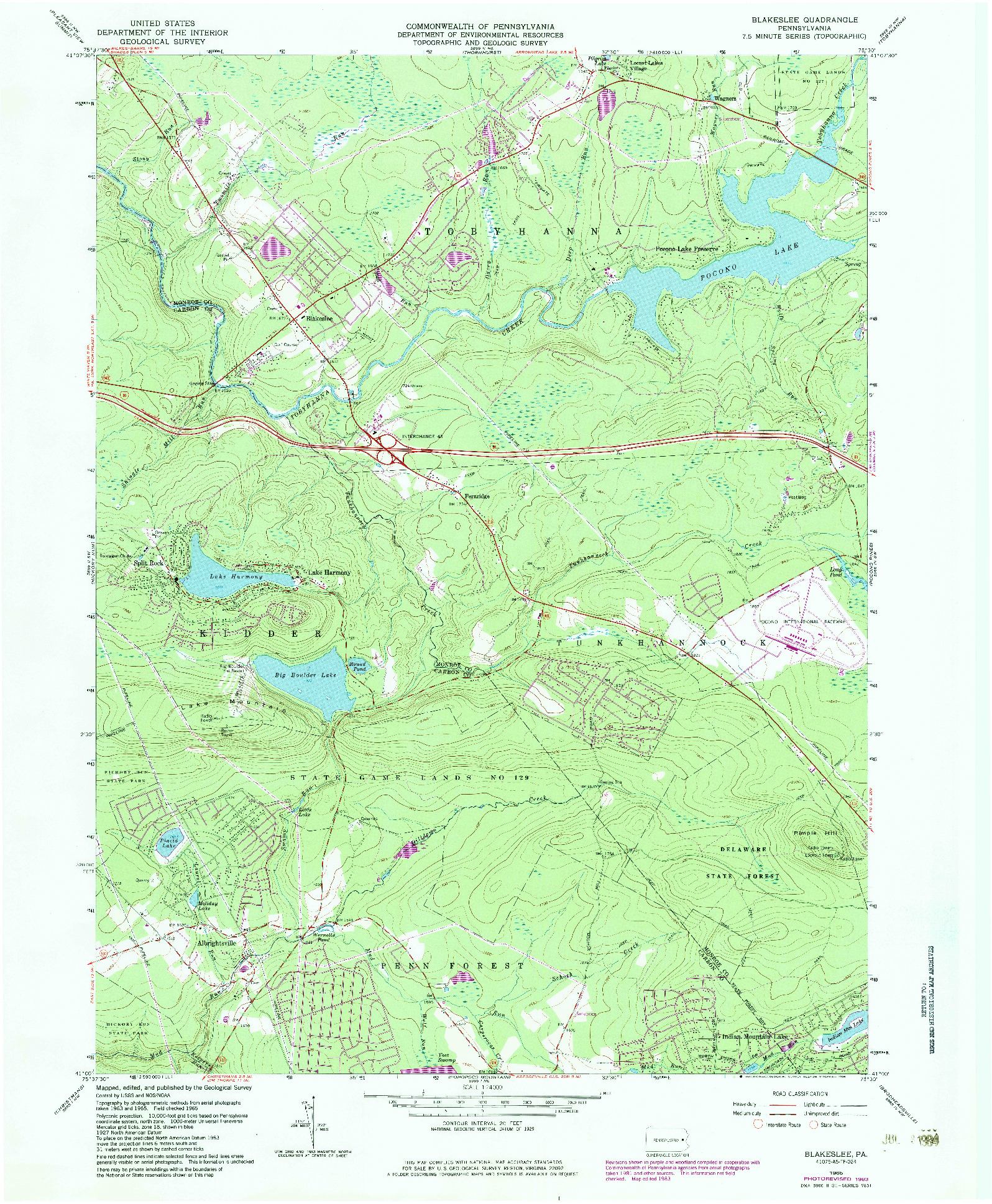 USGS 1:24000-SCALE QUADRANGLE FOR BLAKESLEE, PA 1965