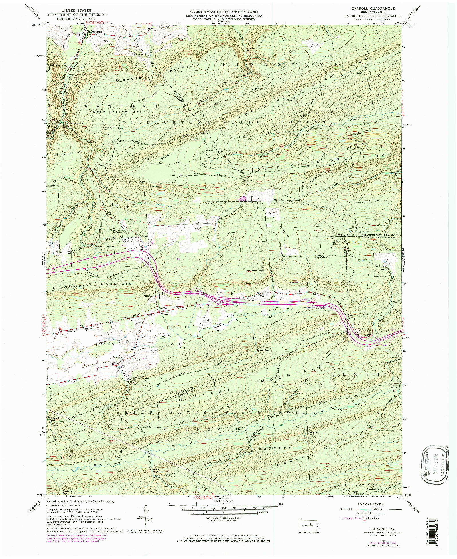 USGS 1:24000-SCALE QUADRANGLE FOR CARROLL, PA 1965