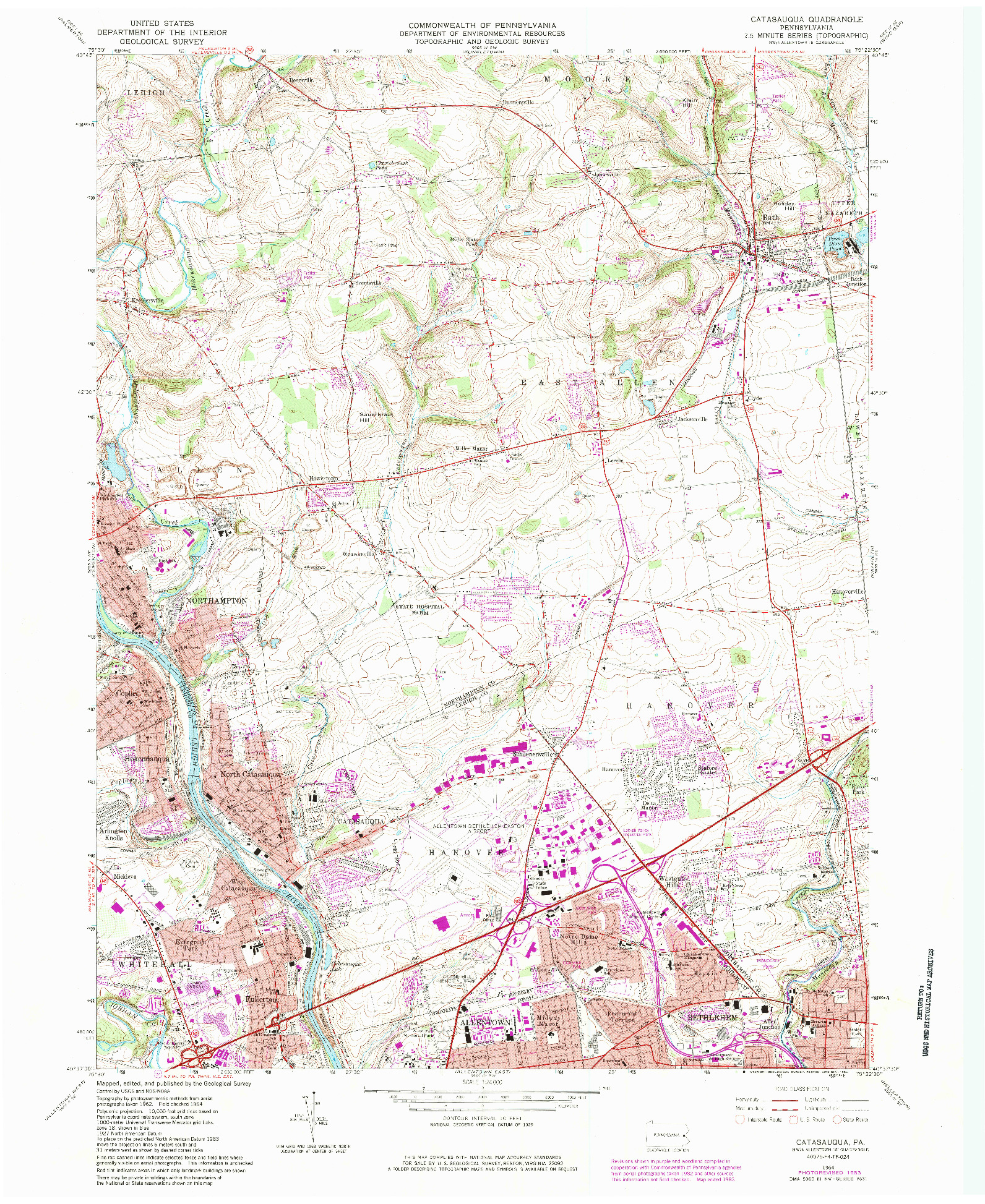 USGS 1:24000-SCALE QUADRANGLE FOR CATASAUQUA, PA 1964