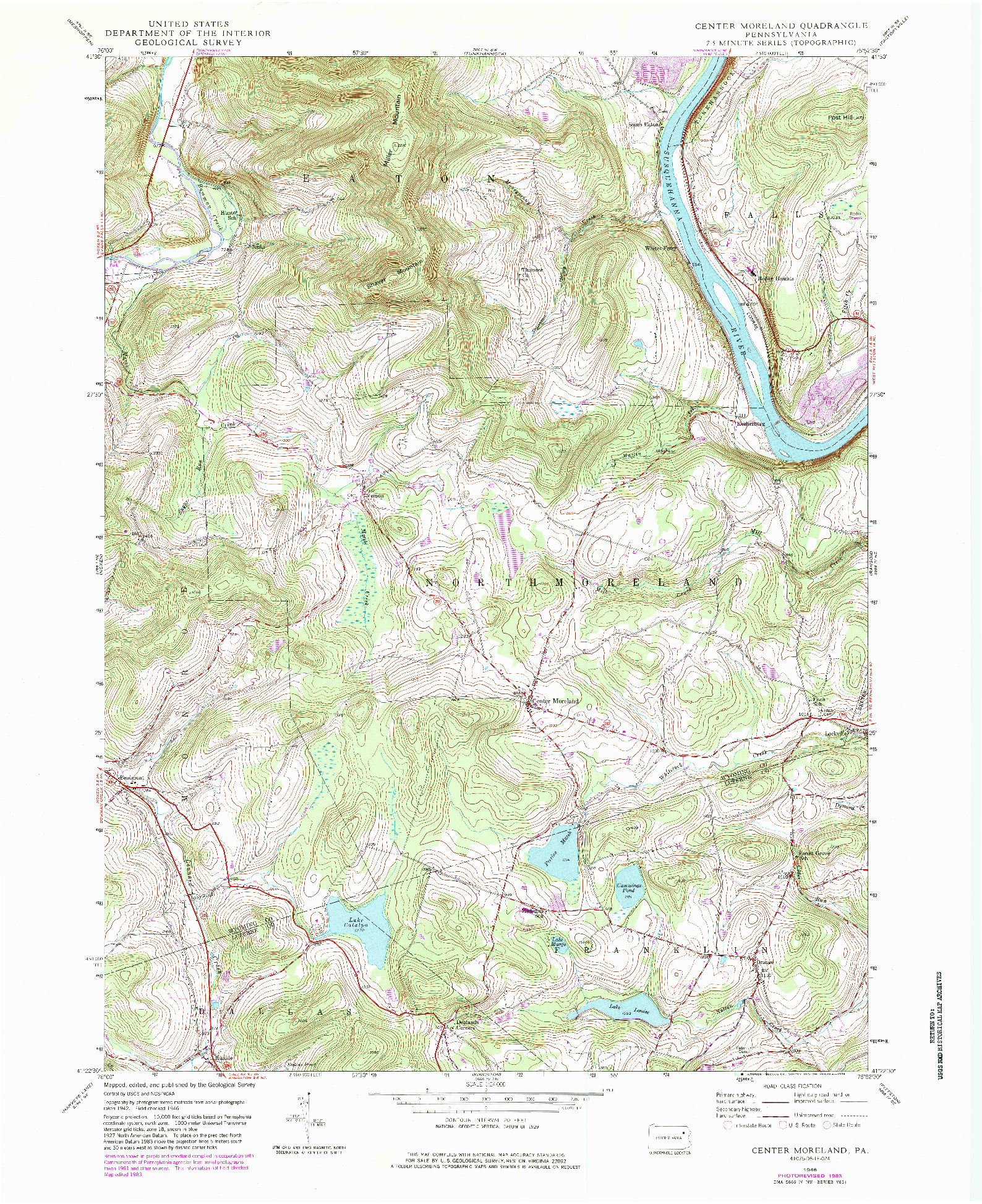 USGS 1:24000-SCALE QUADRANGLE FOR CENTER MORELAND, PA 1946