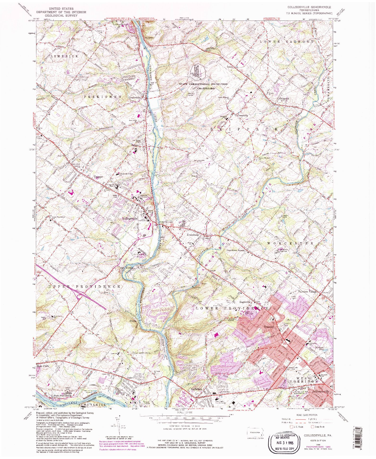 USGS 1:24000-SCALE QUADRANGLE FOR COLLEGEVILLE, PA 1966