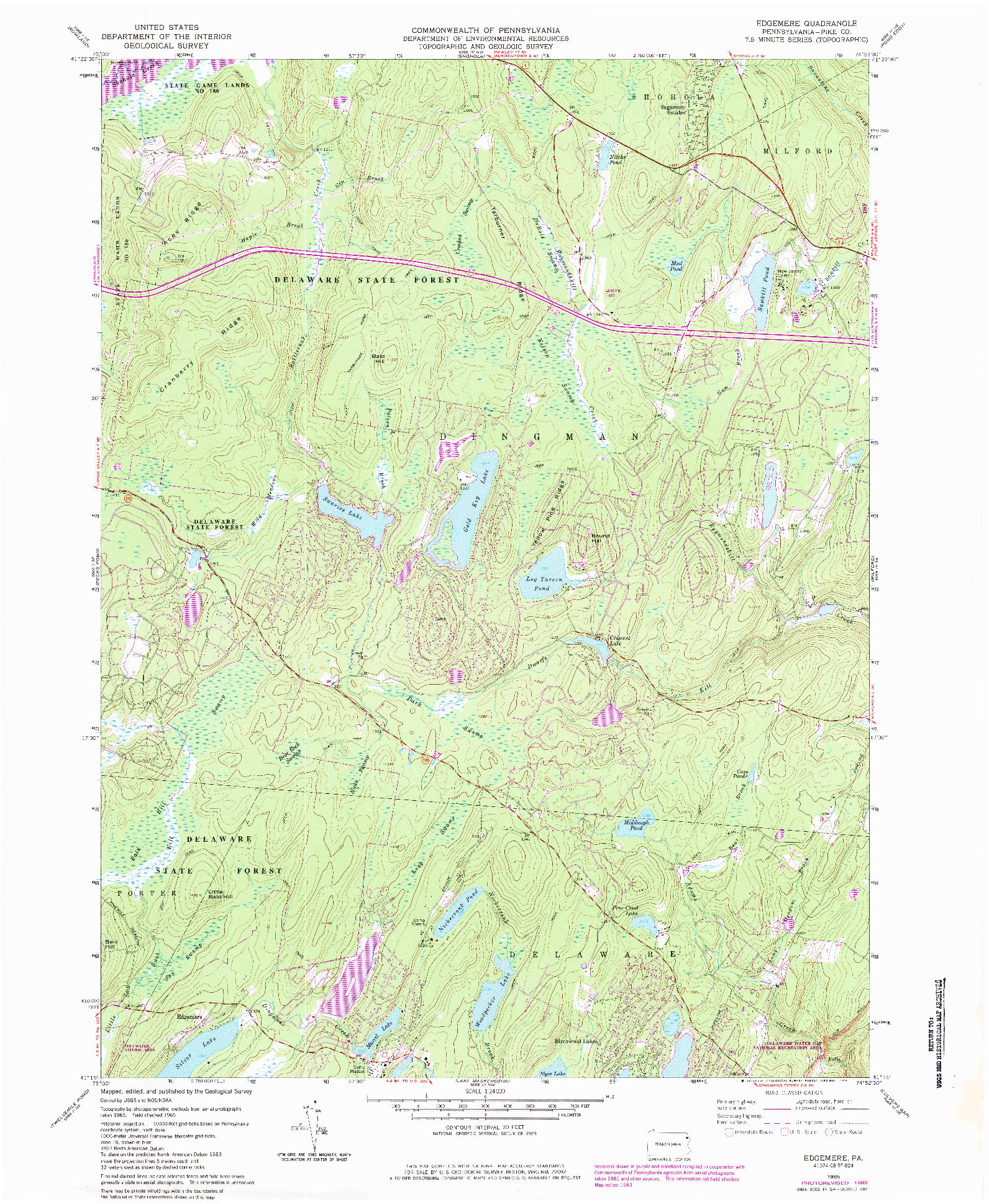 USGS 1:24000-SCALE QUADRANGLE FOR EDGEMERE, PA 1965