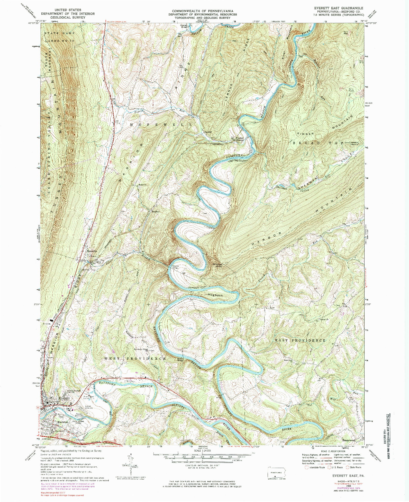 USGS 1:24000-SCALE QUADRANGLE FOR EVERETT EAST, PA 1968