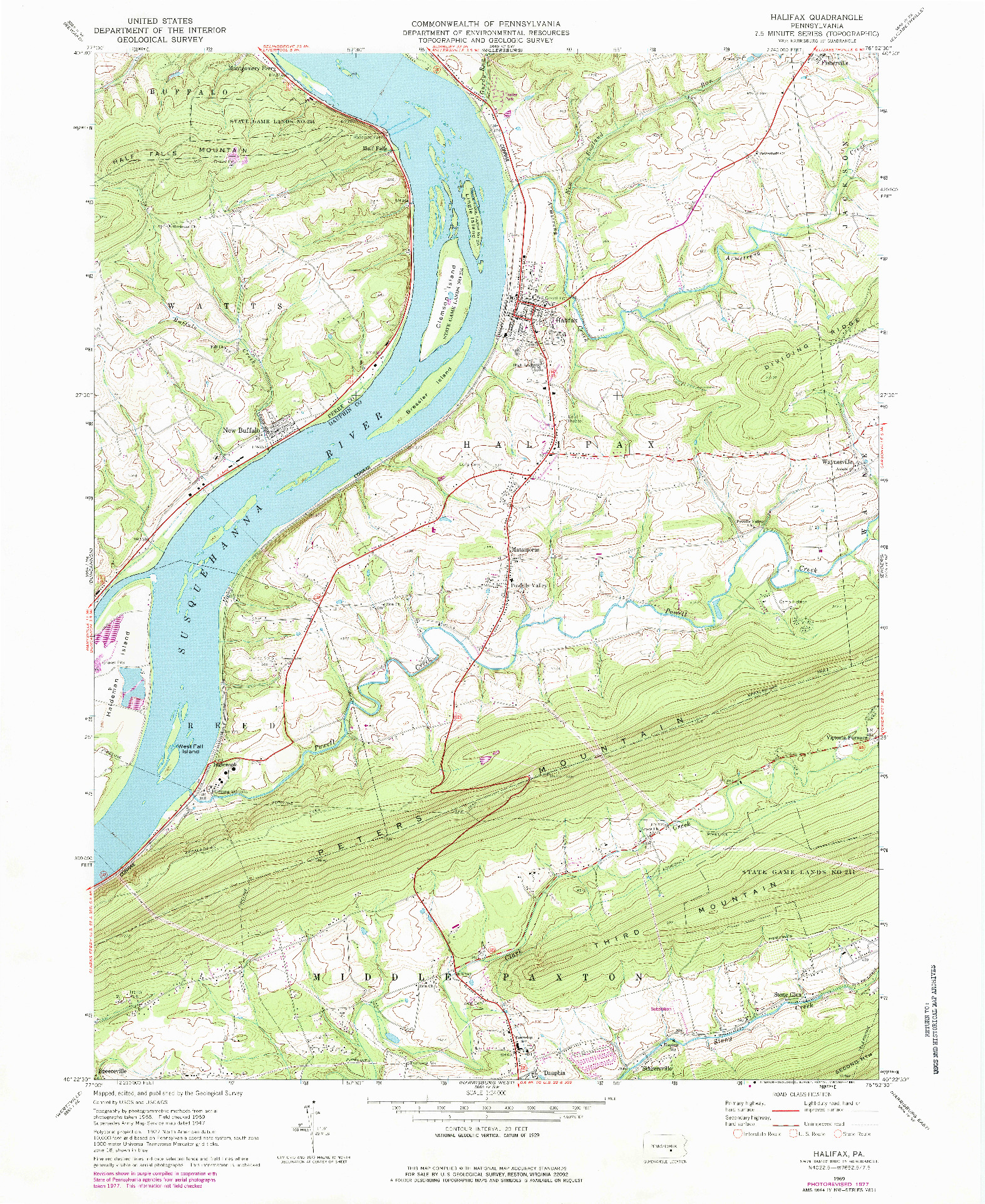 USGS 1:24000-SCALE QUADRANGLE FOR HALIFAX, PA 1977