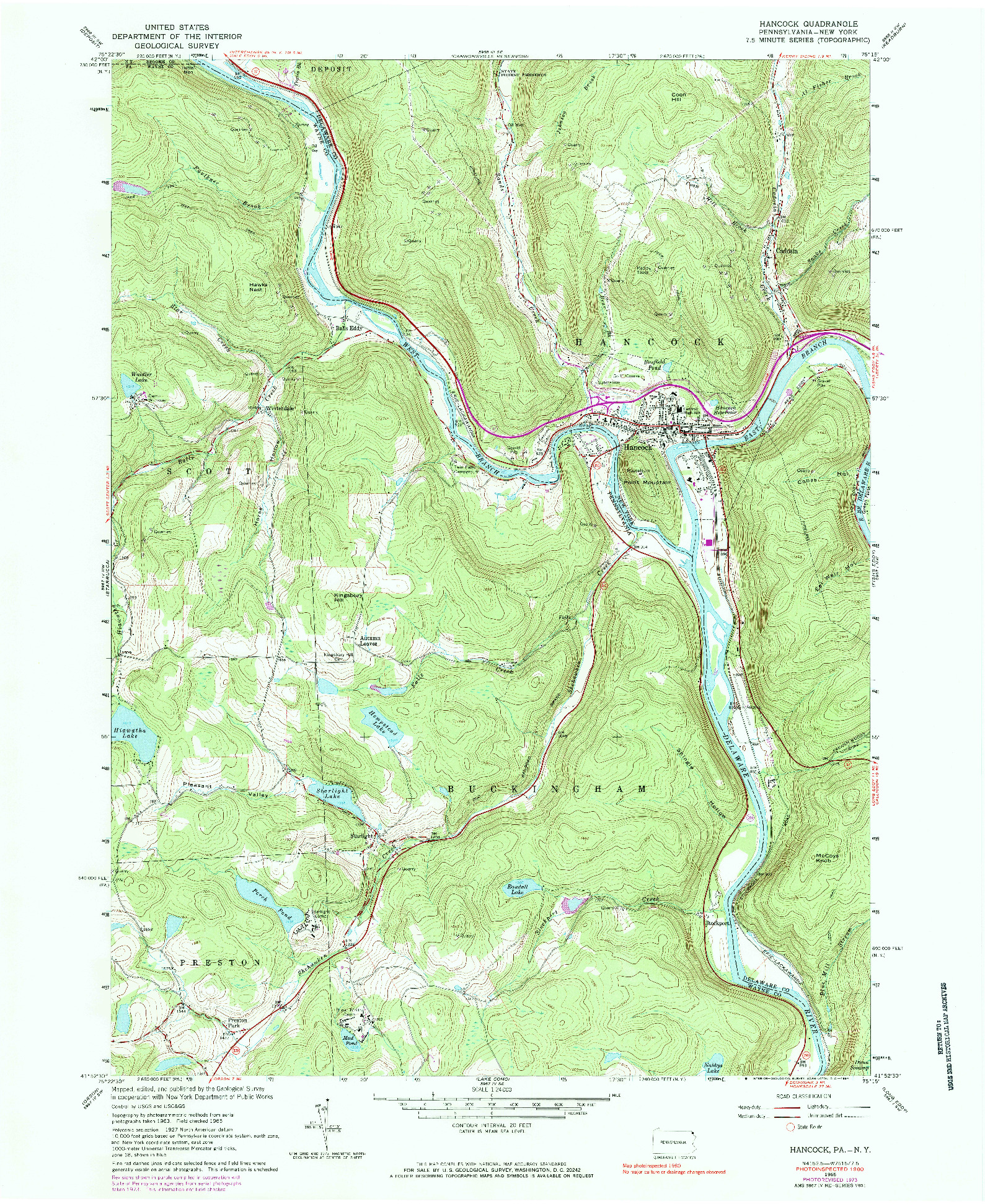 USGS 1:24000-SCALE QUADRANGLE FOR HANCOCK, PA 1965