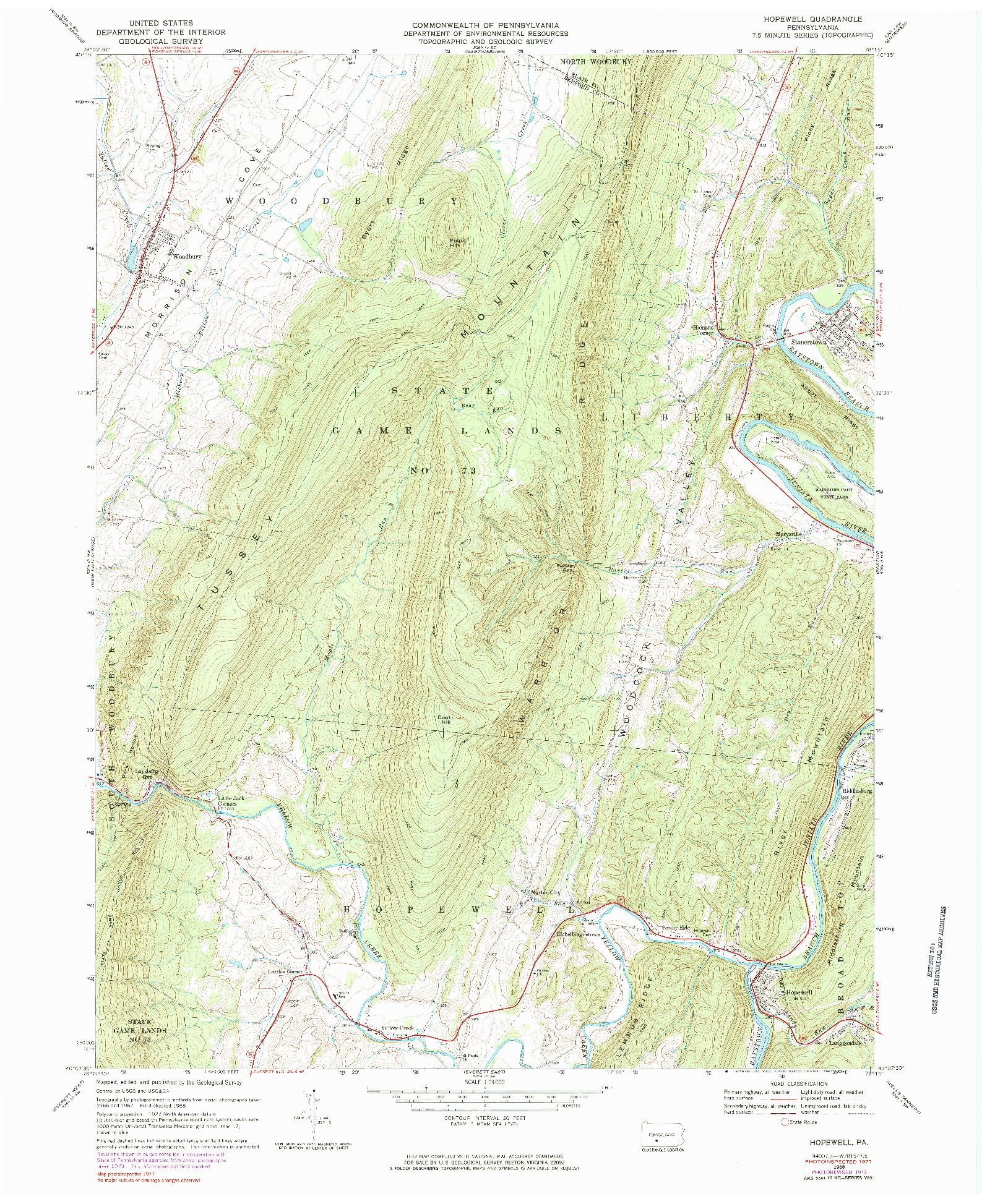 USGS 1:24000-SCALE QUADRANGLE FOR HOPEWELL, PA 1968