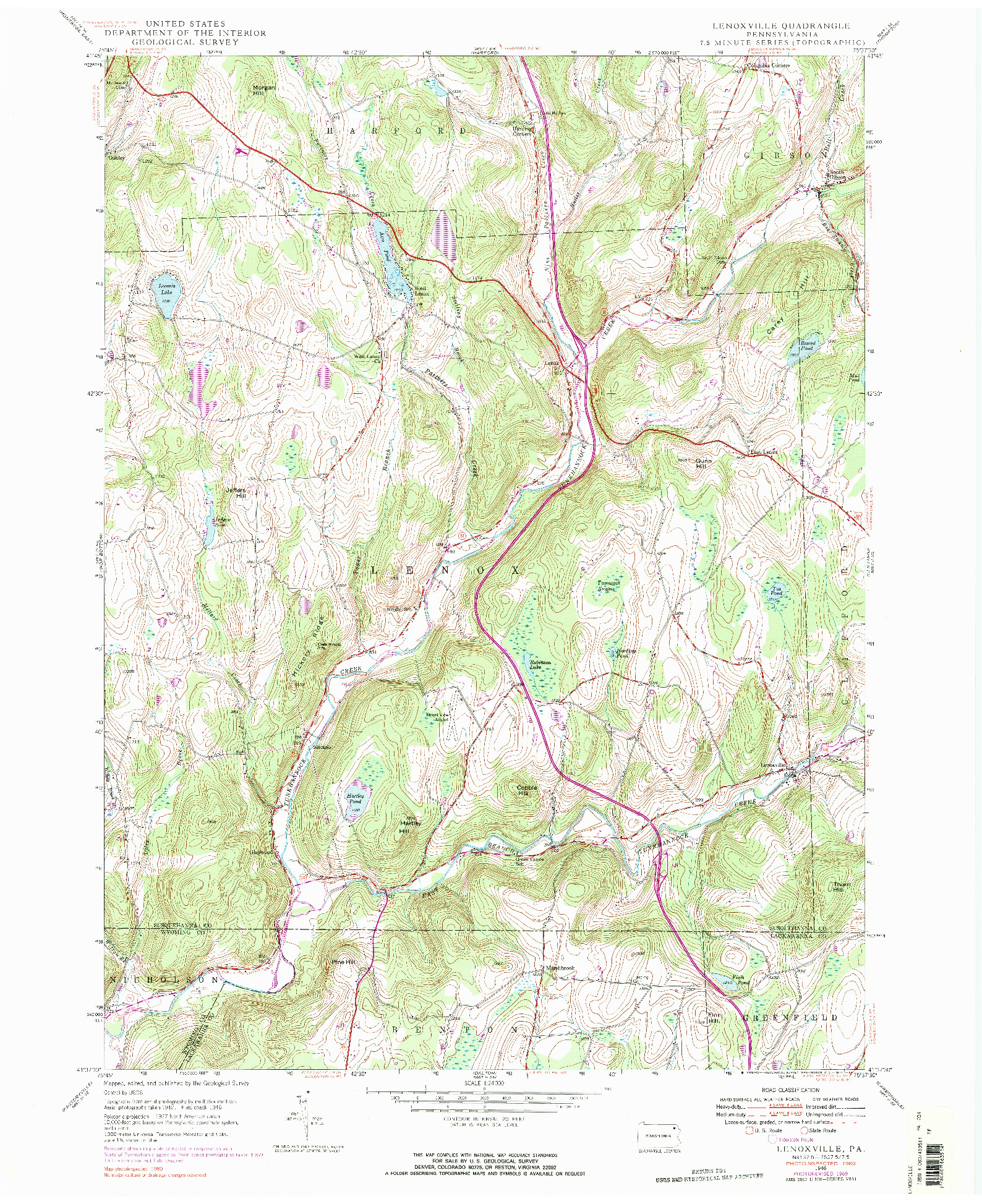 USGS 1:24000-SCALE QUADRANGLE FOR LENOXVILLE, PA 1946