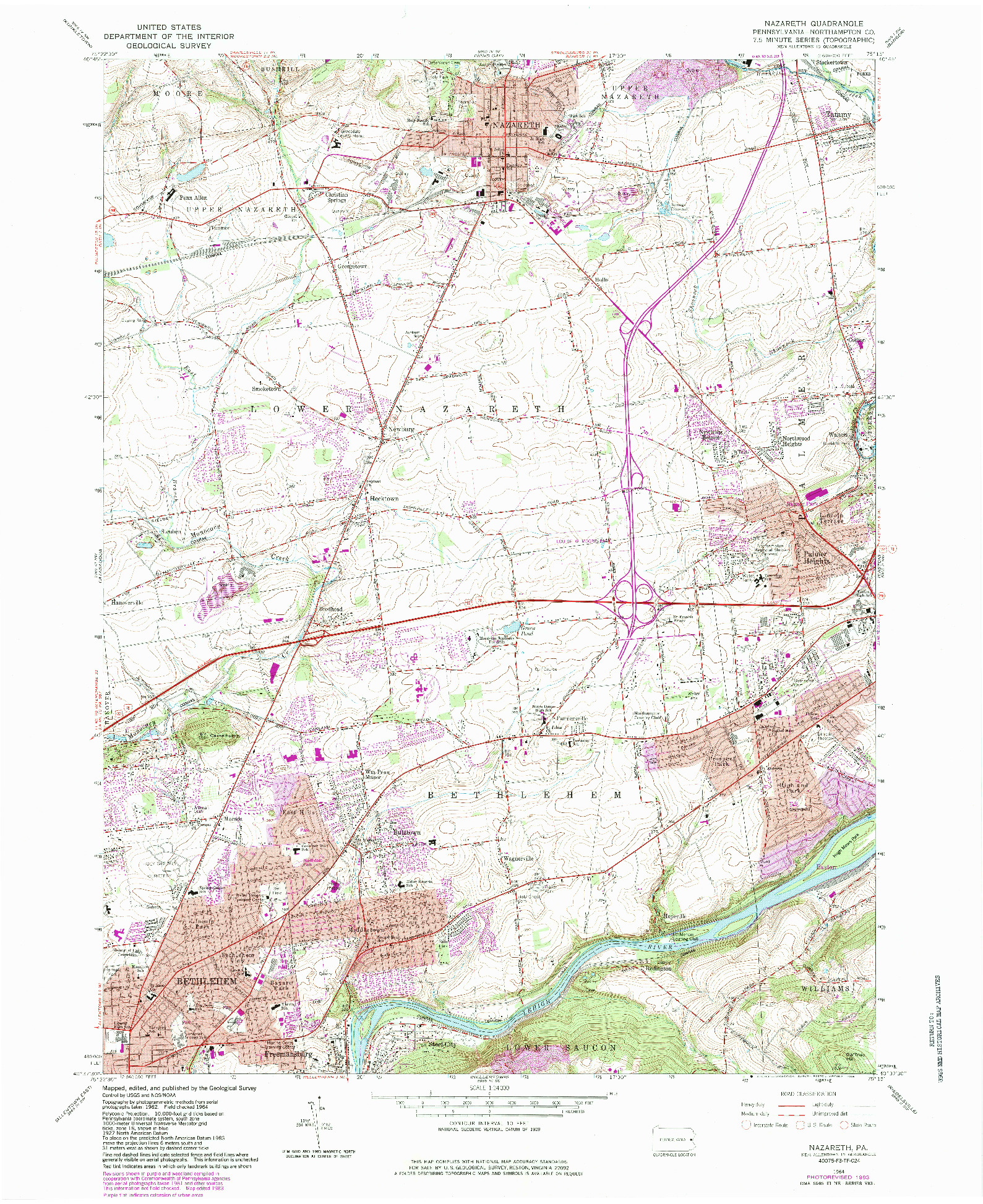 USGS 1:24000-SCALE QUADRANGLE FOR NAZARETH, PA 1964