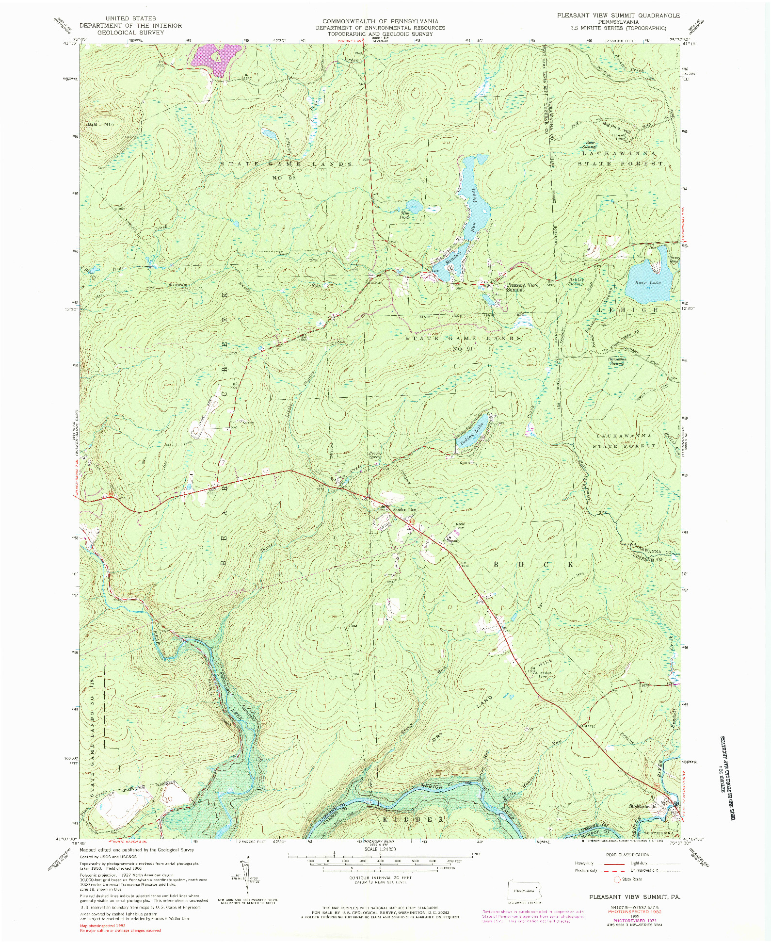 USGS 1:24000-SCALE QUADRANGLE FOR PLEASANT VIEW SUMMIT, PA 1965