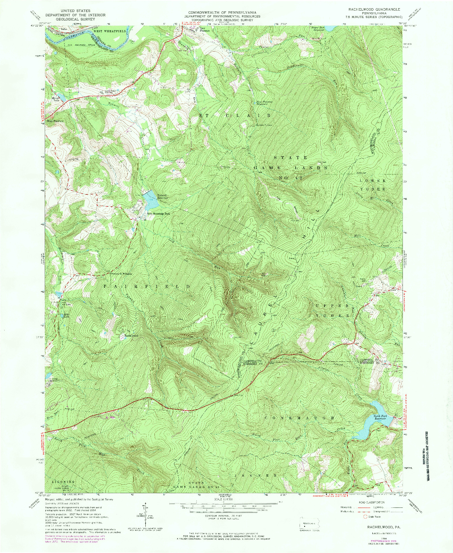 USGS 1:24000-SCALE QUADRANGLE FOR RACHELWOOD, PA 1973
