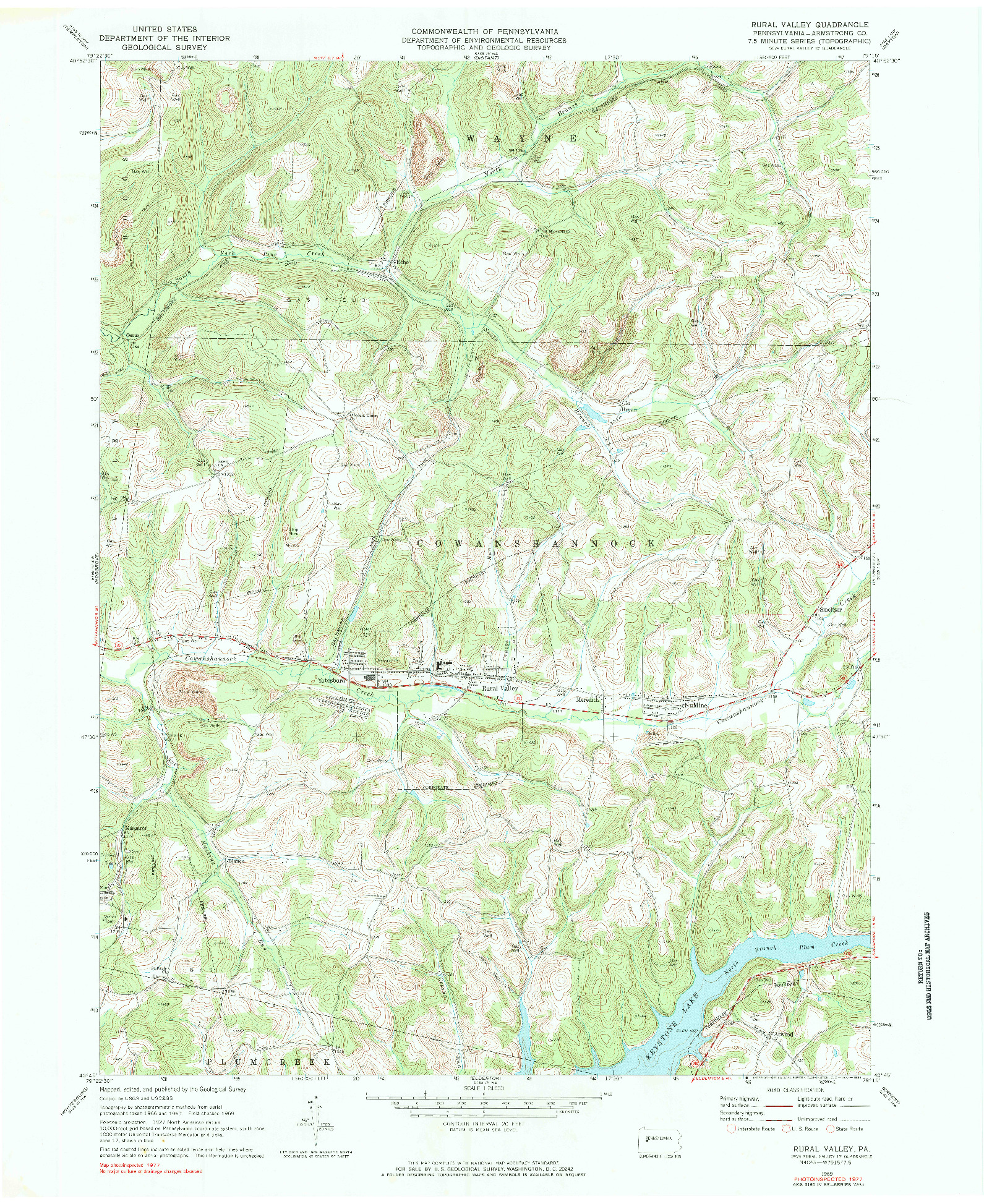 USGS 1:24000-SCALE QUADRANGLE FOR RURAL VALLEY, PA 1969