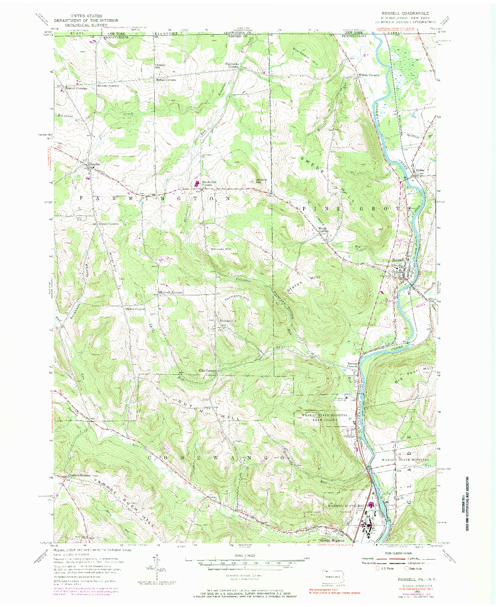 USGS 1:24000-SCALE QUADRANGLE FOR RUSSELL, PA 1954