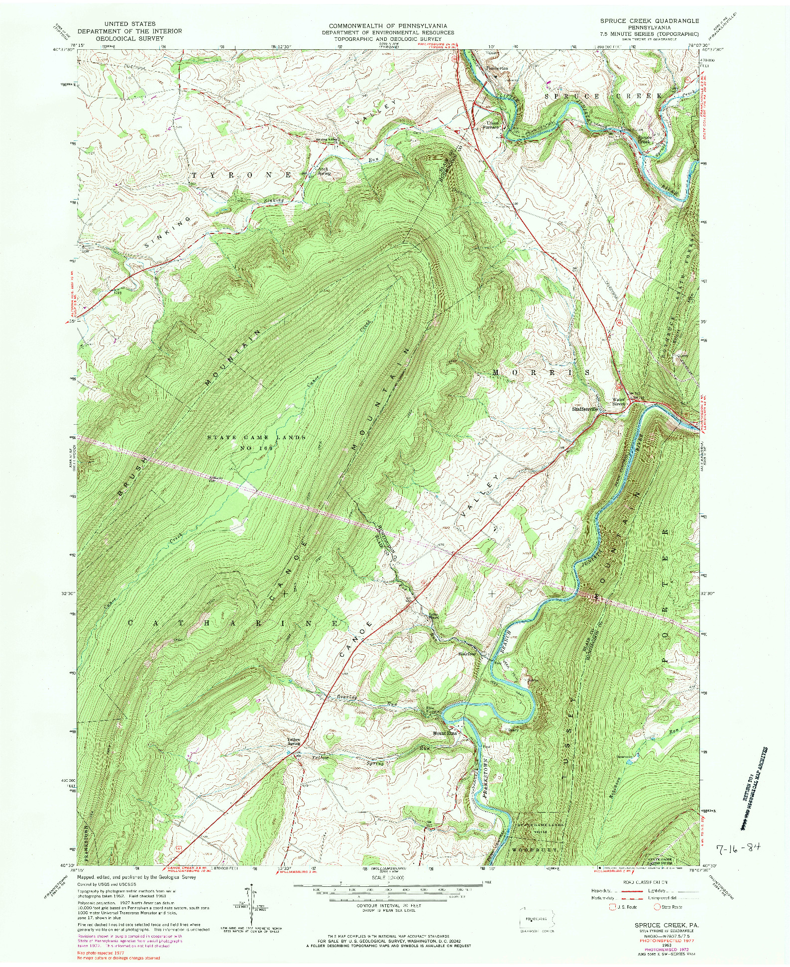 USGS 1:24000-SCALE QUADRANGLE FOR SPRUCE CREEK, PA 1963