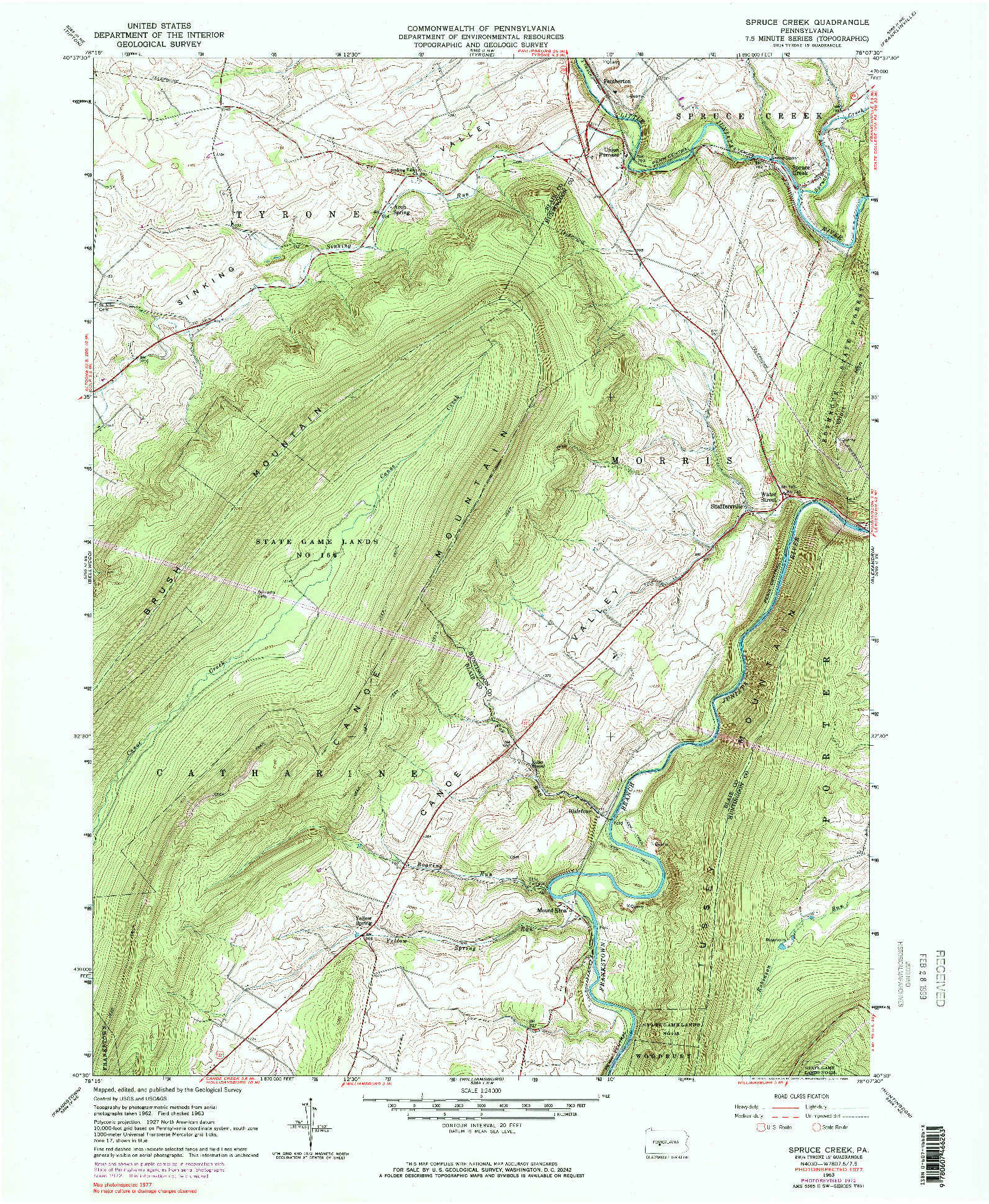 USGS 1:24000-SCALE QUADRANGLE FOR SPRUCE CREEK, PA 1963