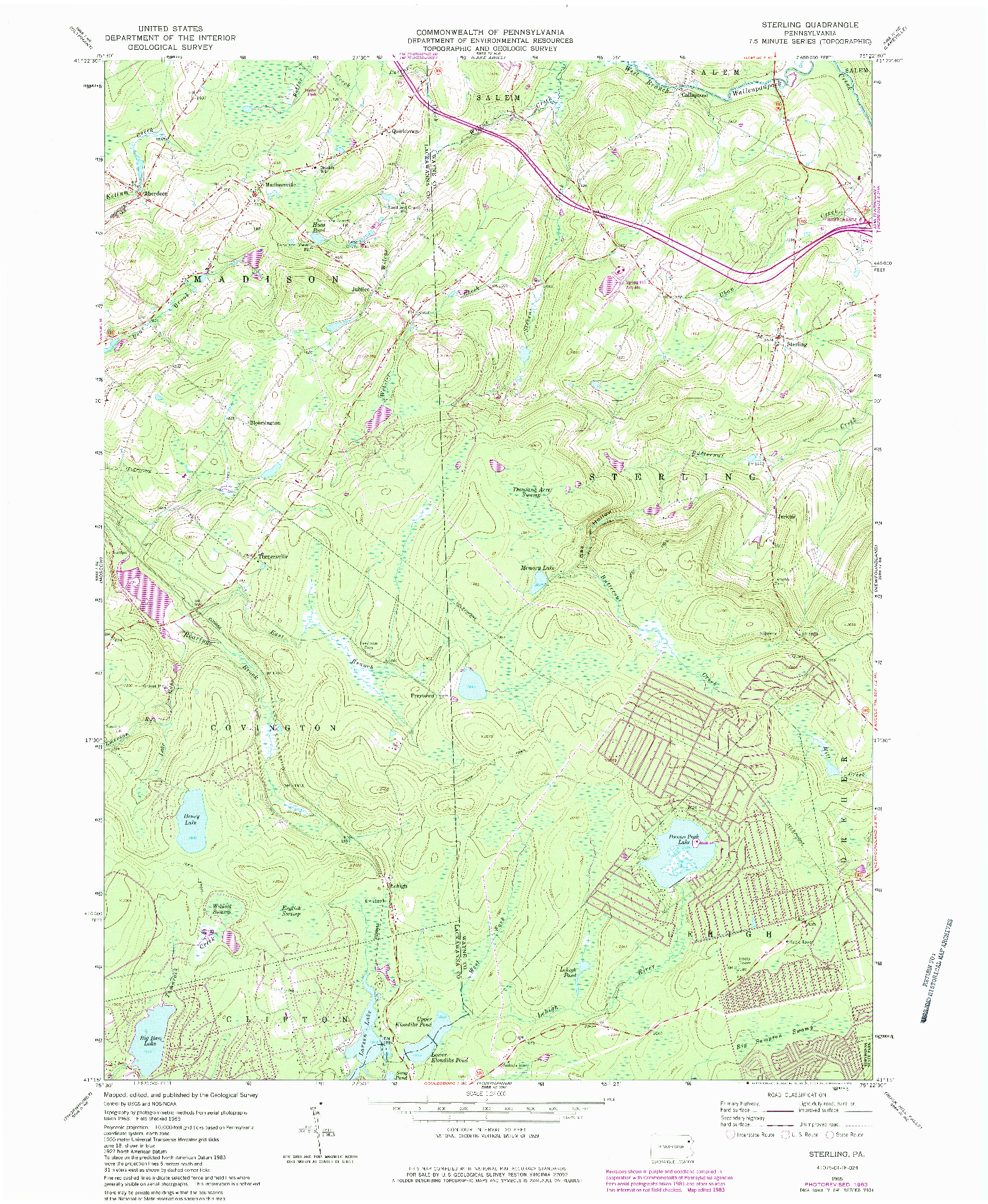 USGS 1:24000-SCALE QUADRANGLE FOR STERLING, PA 1965