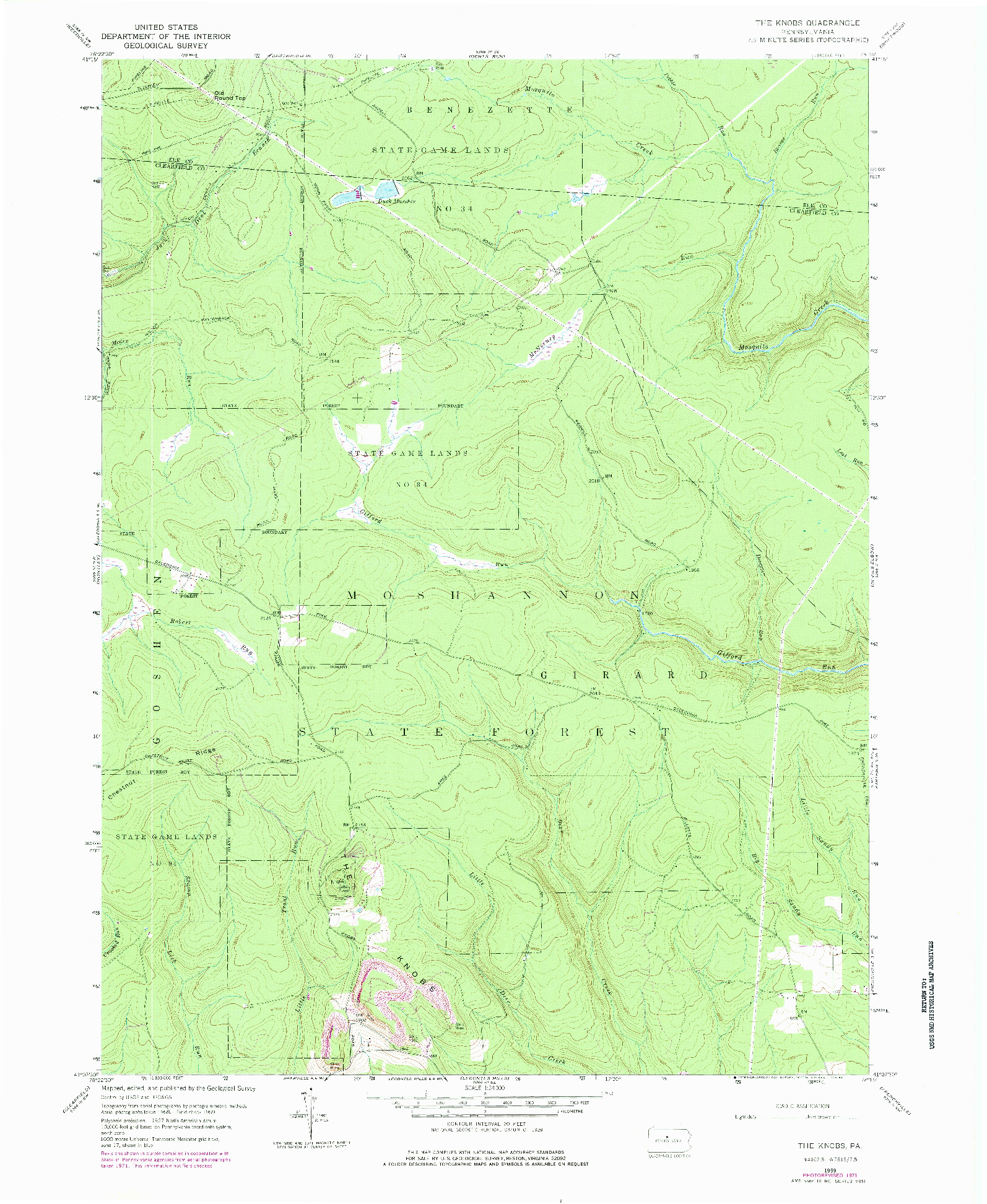 USGS 1:24000-SCALE QUADRANGLE FOR THE KNOBS, PA 1959