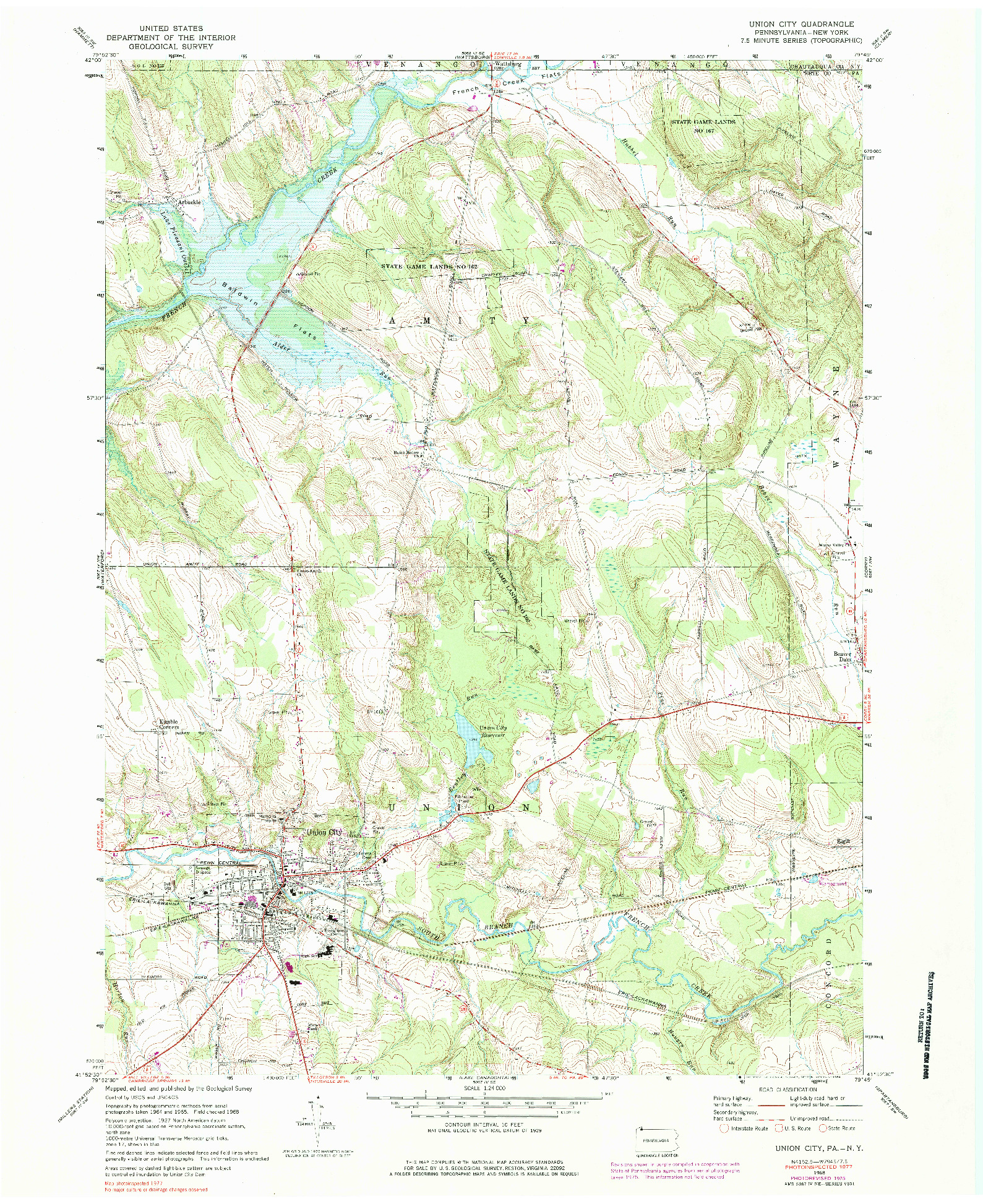 USGS 1:24000-SCALE QUADRANGLE FOR UNION CITY, PA 1968