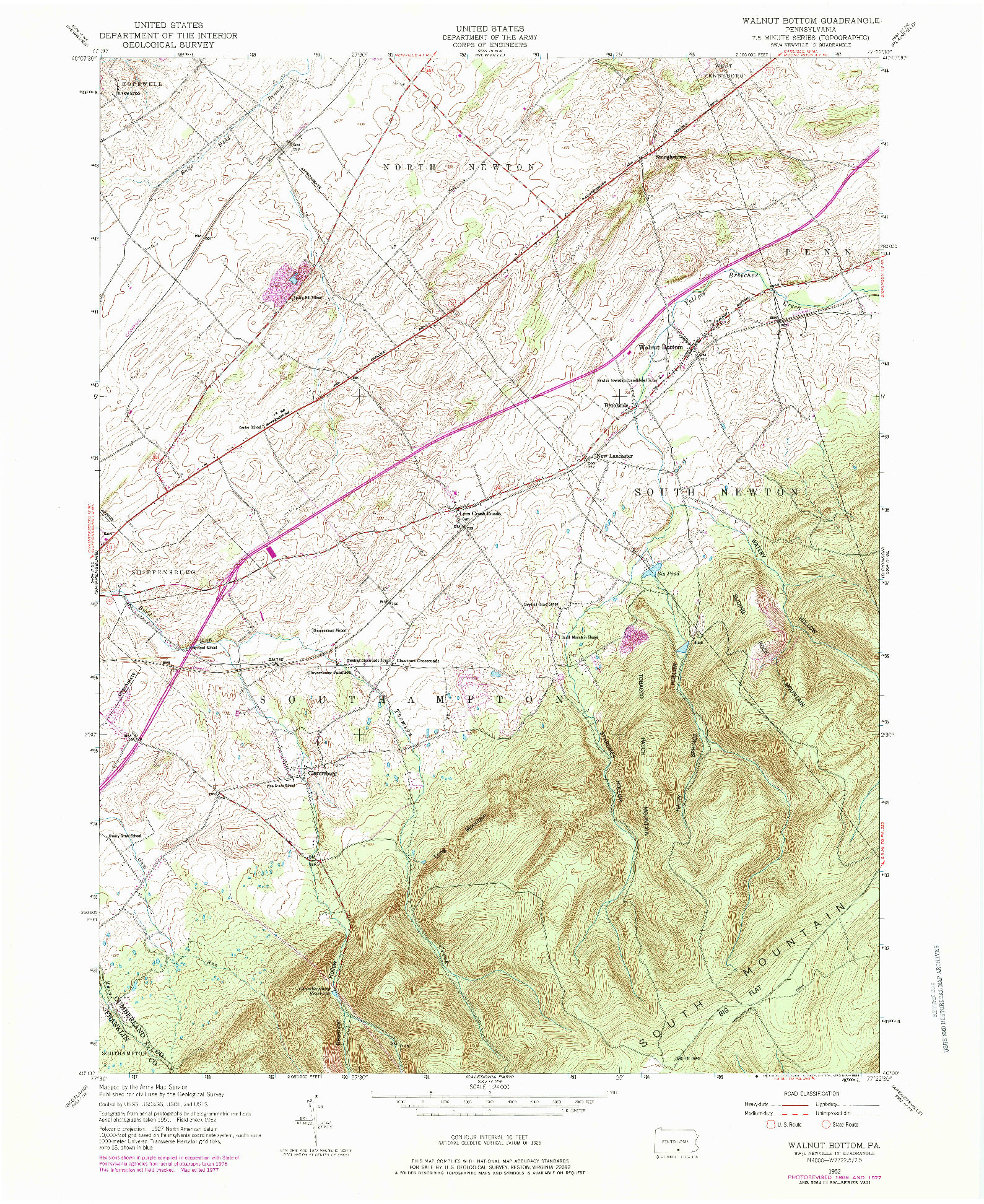 USGS 1:24000-SCALE QUADRANGLE FOR WALNUT BOTTOM, PA 1952