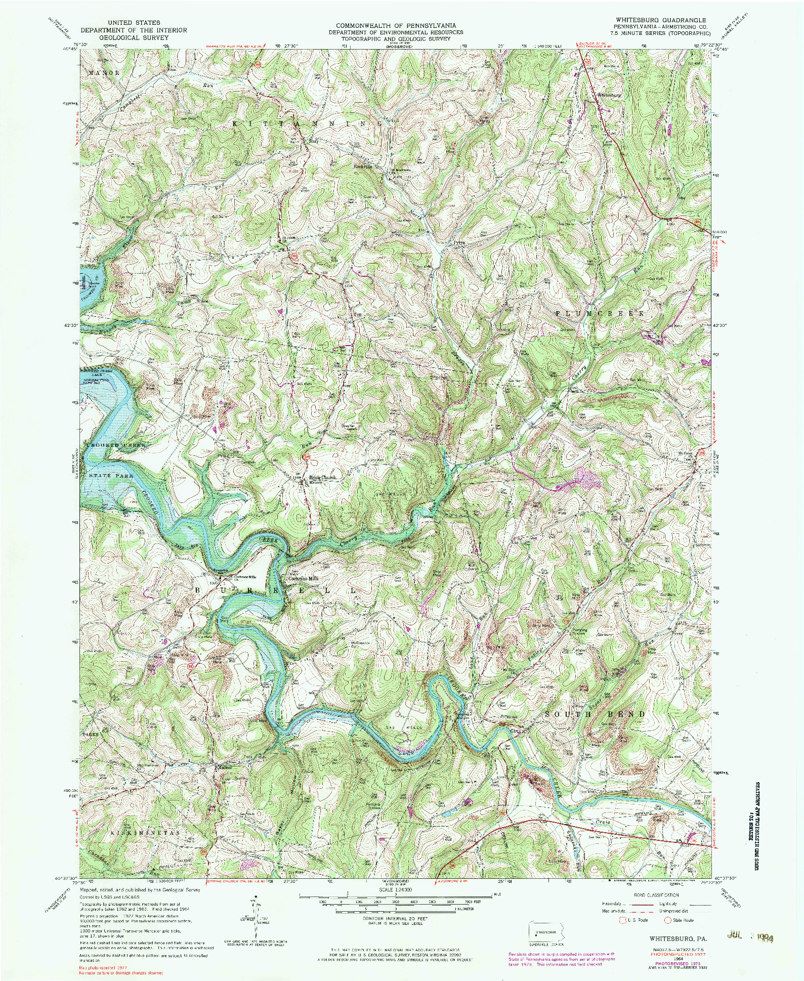 USGS 1:24000-SCALE QUADRANGLE FOR WHITESBURG, PA 1964