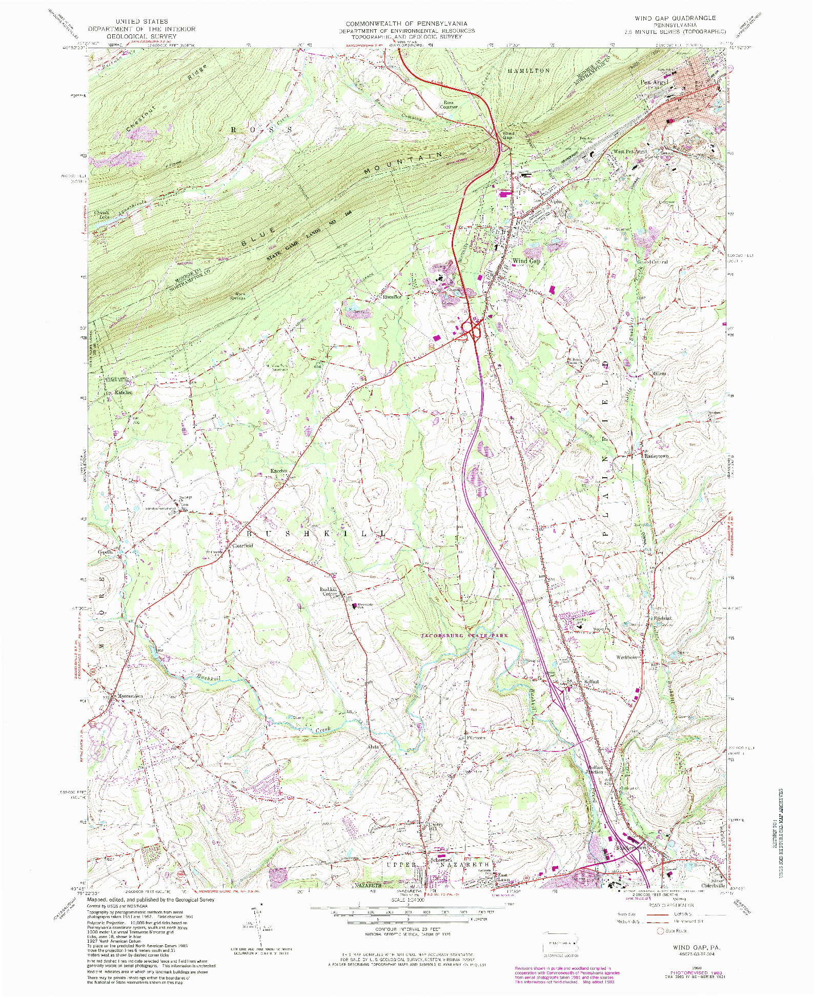 USGS 1:24000-SCALE QUADRANGLE FOR WIND GAP, PA 1960