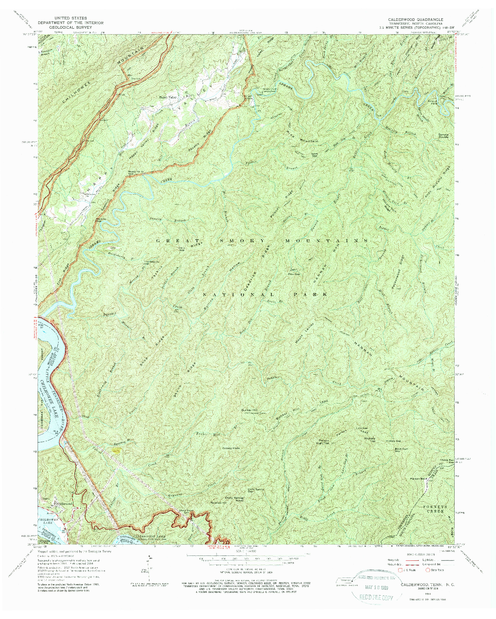 USGS 1:24000-SCALE QUADRANGLE FOR CALDERWOOD, TN 1964