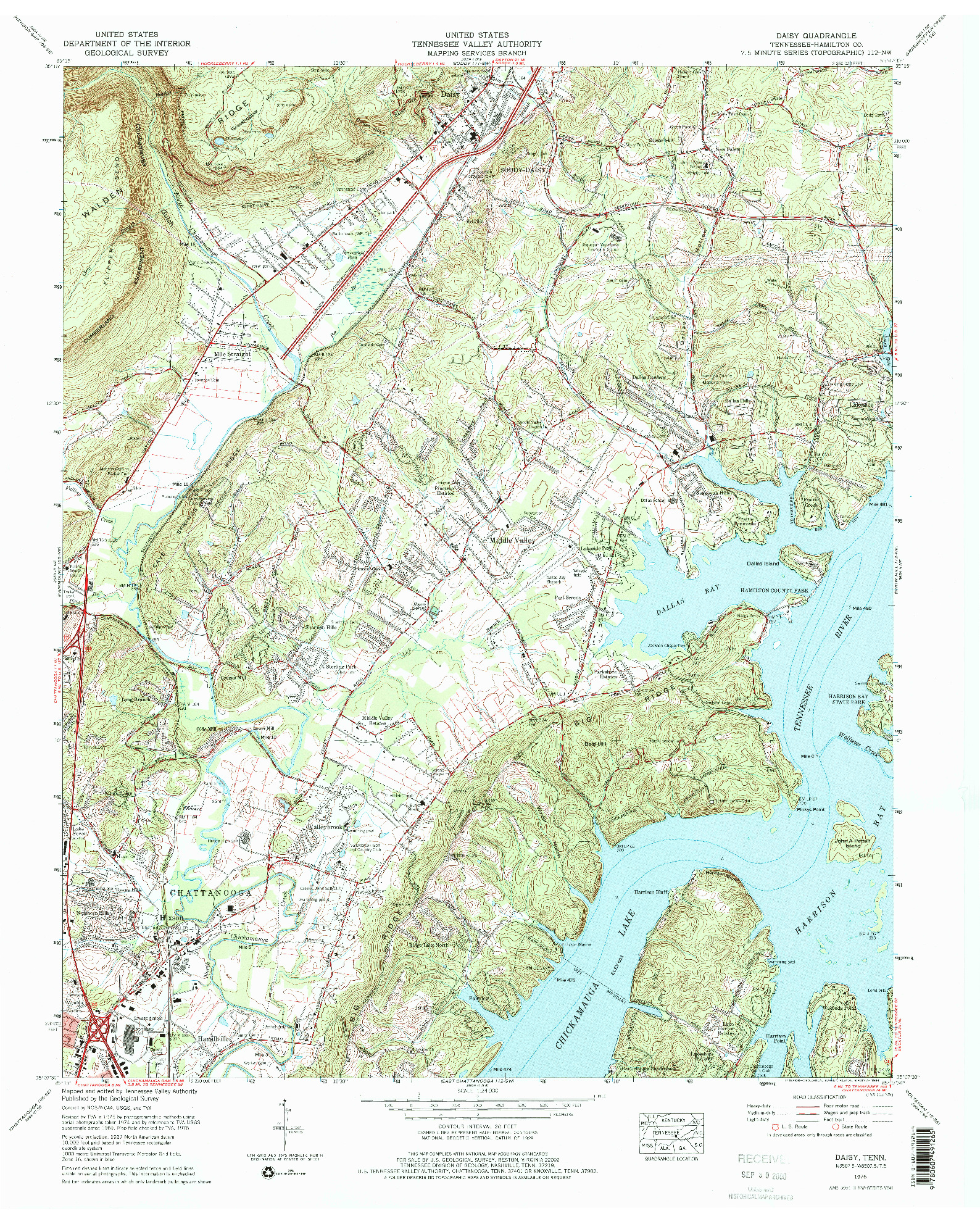 USGS 1:24000-SCALE QUADRANGLE FOR DAISY, TN 1976