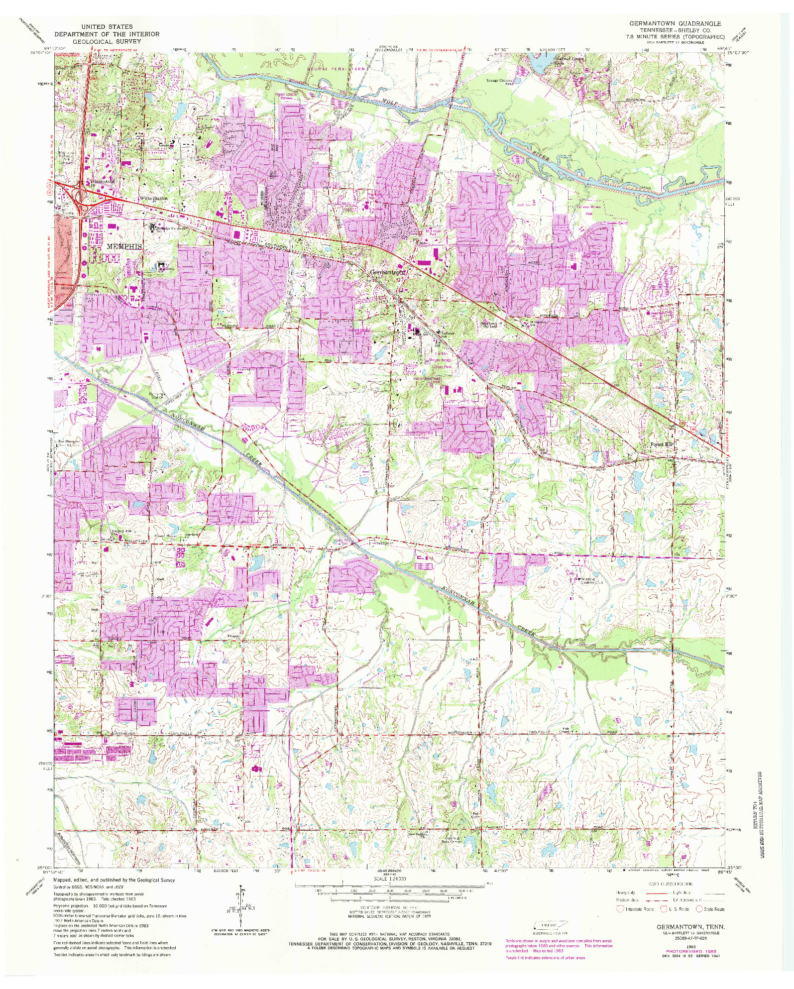 USGS 1:24000-SCALE QUADRANGLE FOR GERMANTOWN, TN 1965
