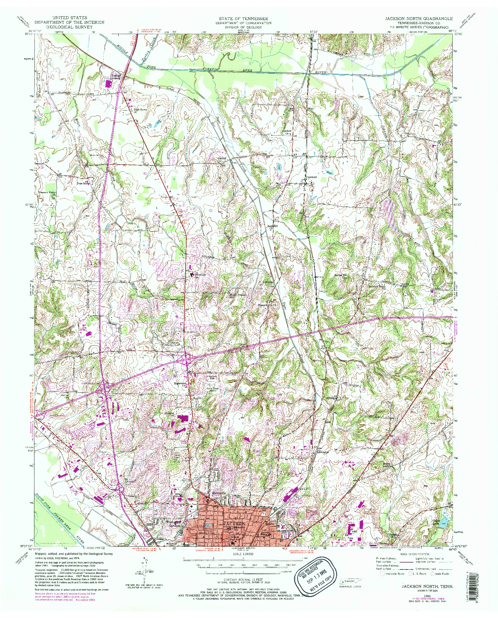 USGS 1:24000-SCALE QUADRANGLE FOR JACKSON NORTH, TN 1950
