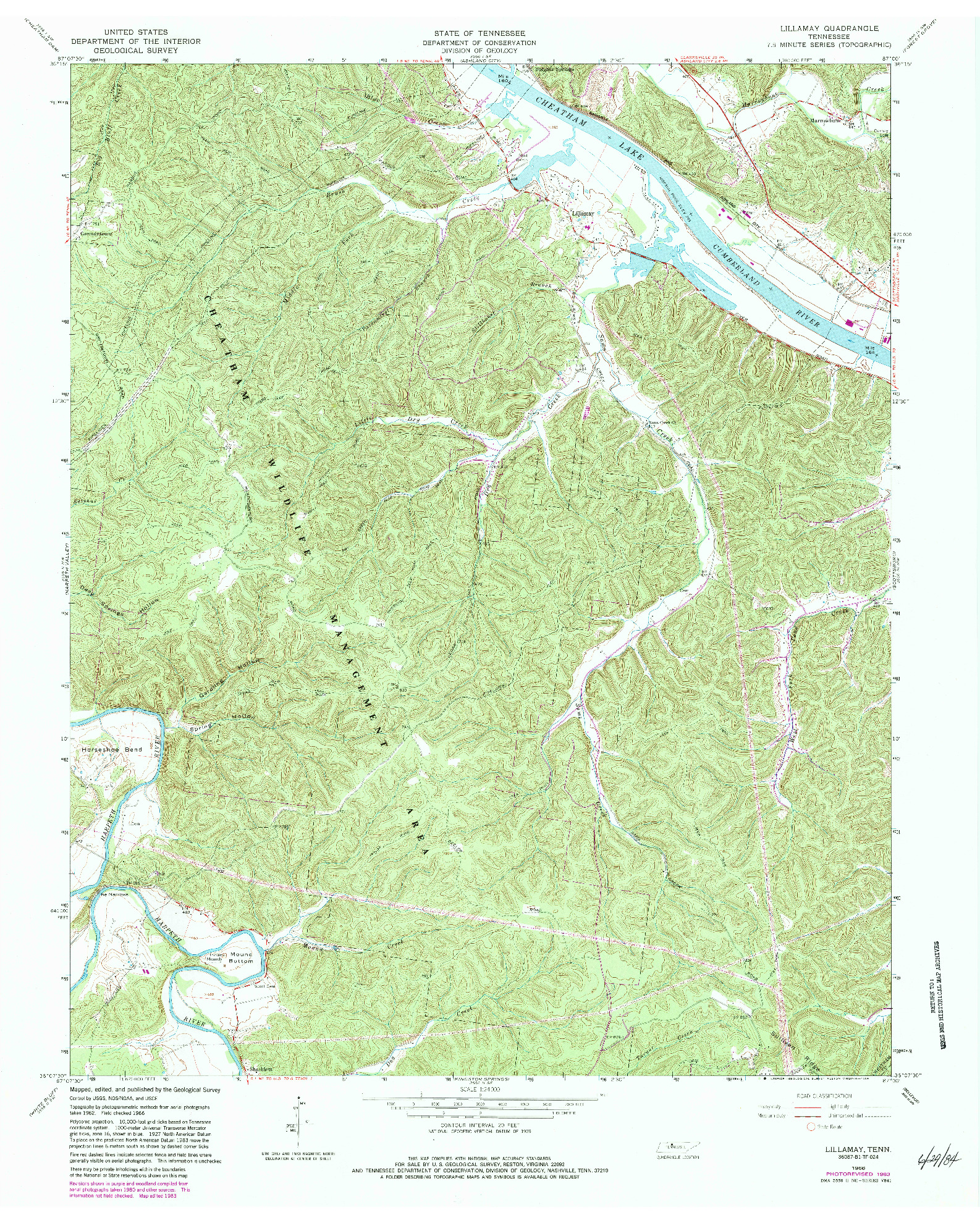 USGS 1:24000-SCALE QUADRANGLE FOR LILLAMAY, TN 1966