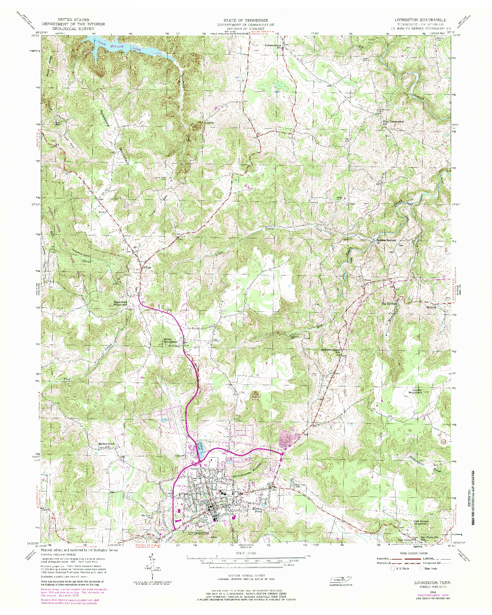 USGS 1:24000-SCALE QUADRANGLE FOR LIVINGSTON, TN 1955