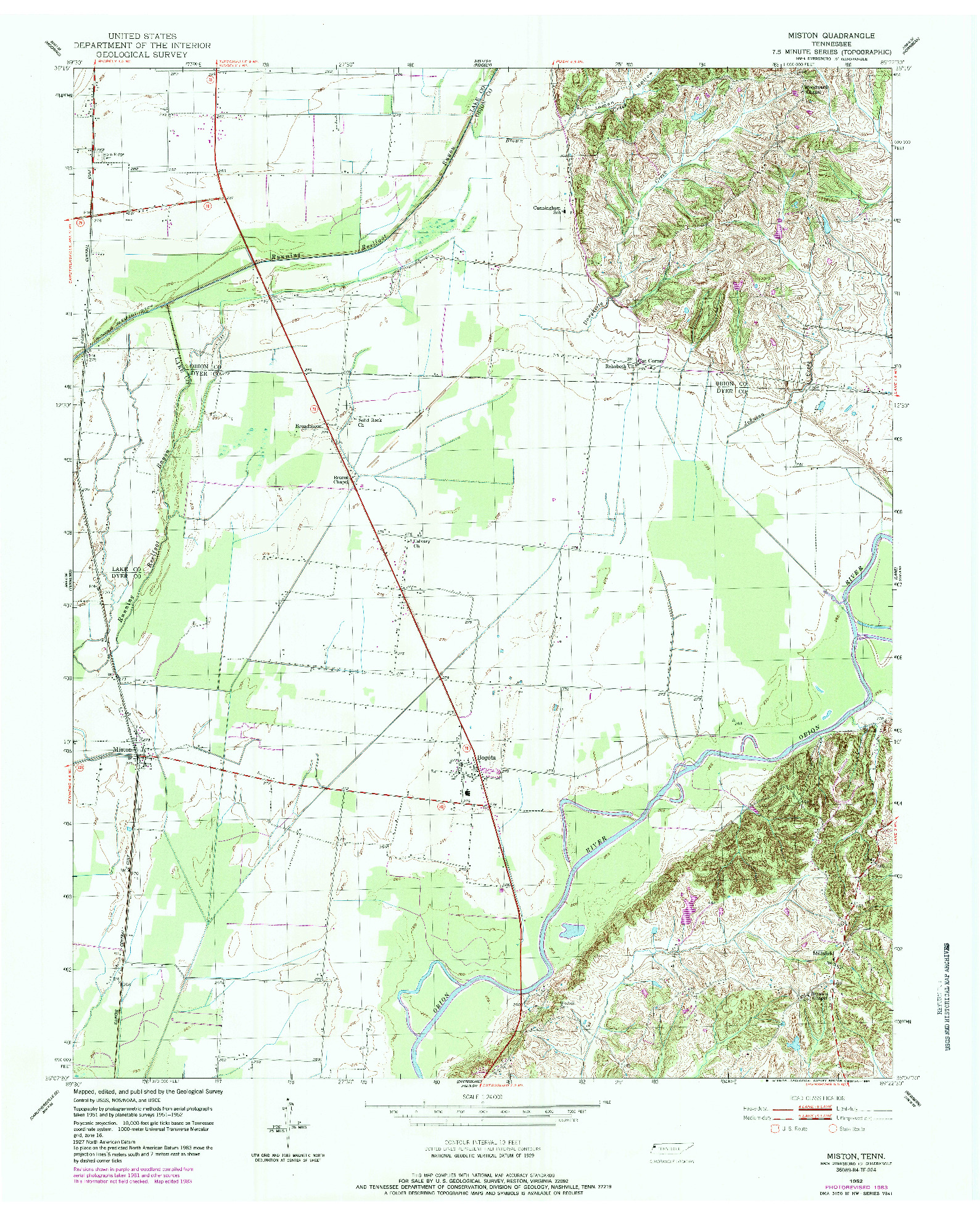 USGS 1:24000-SCALE QUADRANGLE FOR MISTON, TN 1952
