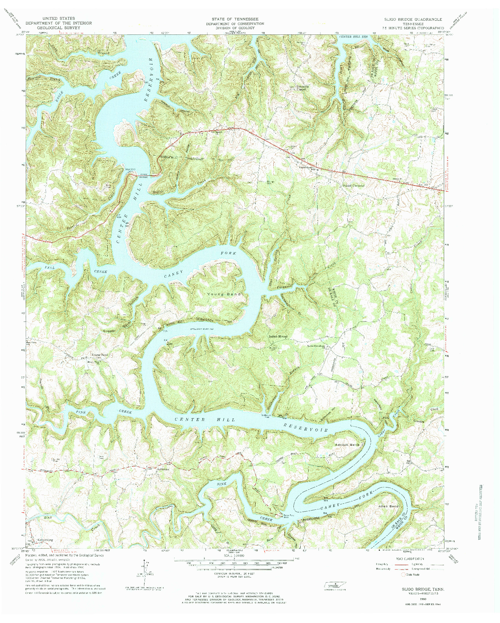 USGS 1:24000-SCALE QUADRANGLE FOR SLIGO BRIDGE, TN 1960